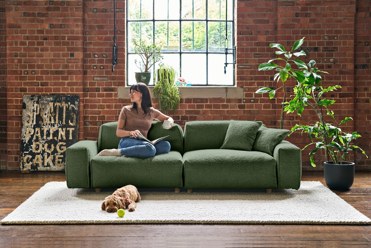 Green sofa living room ideas