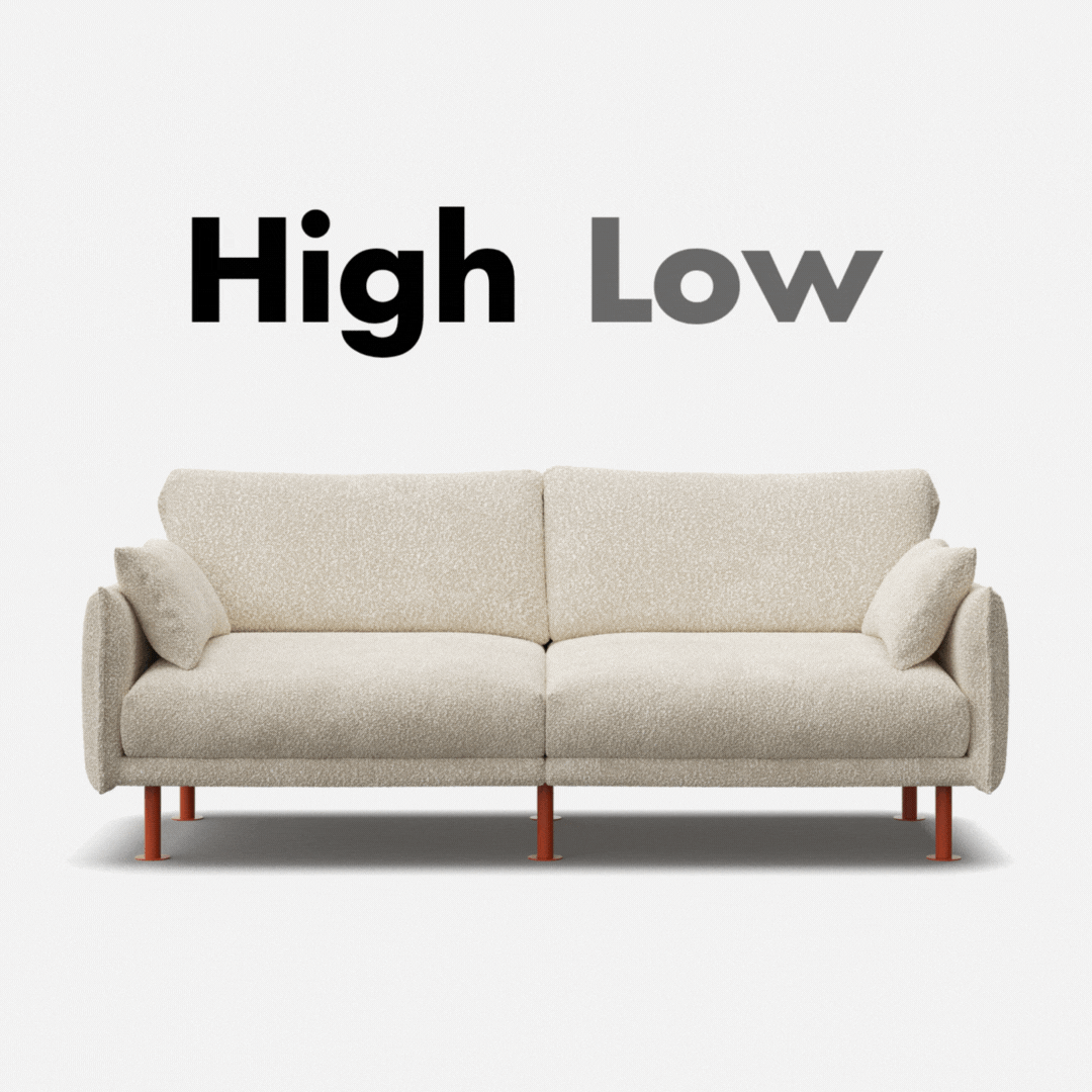 Cozmo Sofas - Rest 3 Seater Sofa - Ecru Boucle - Off White Legs - Rear angle view