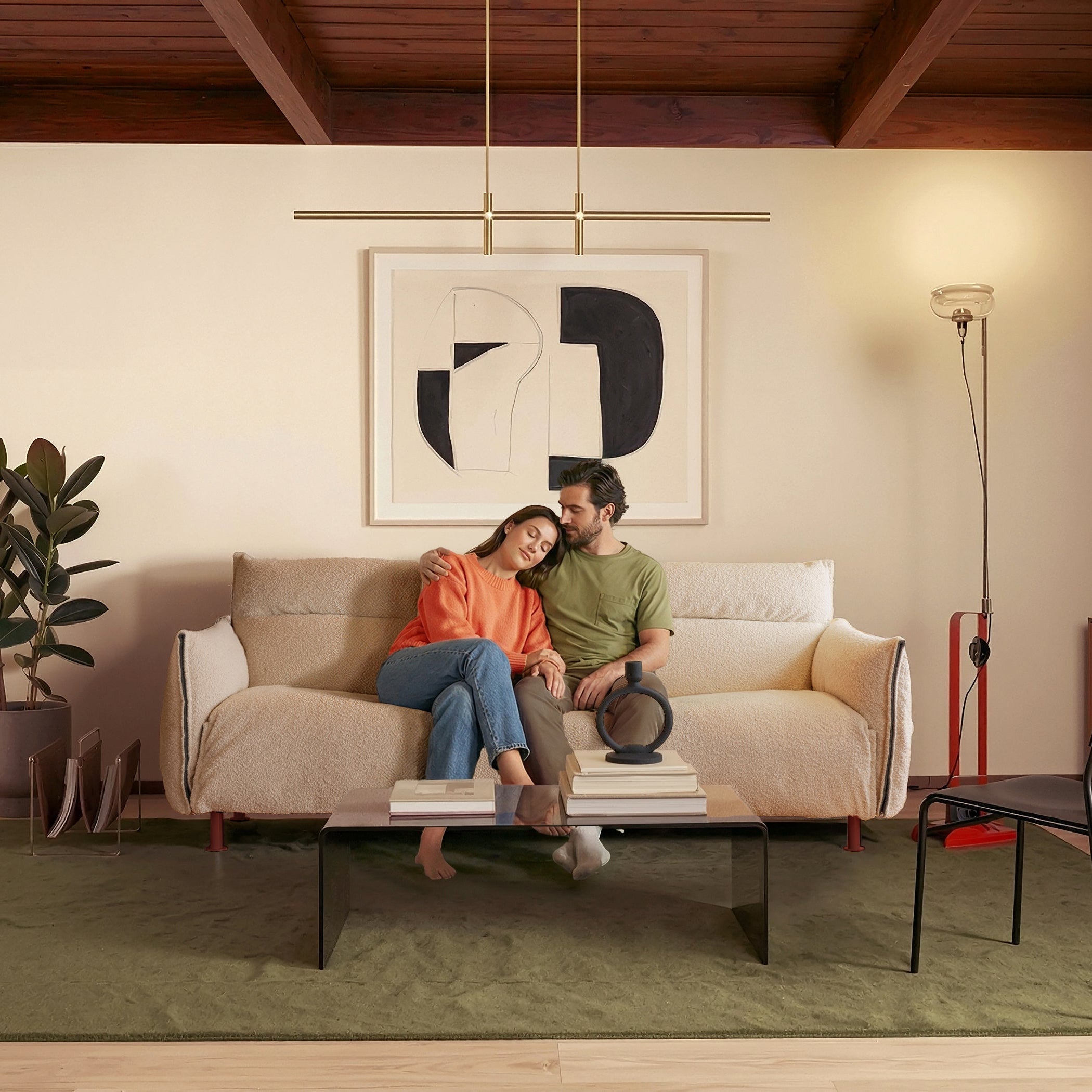 Cozmo Sofas - Hug Armchair (regular) - Mocha Chenille Weave - Black Coffee Legs - Rear view