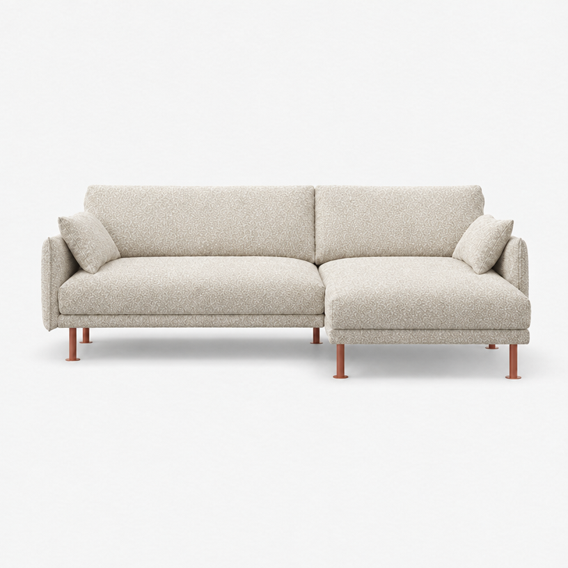 Rest 3 Seater Chaise Sofa - Ecru Boucle, Brick Legs, Right Hand - front