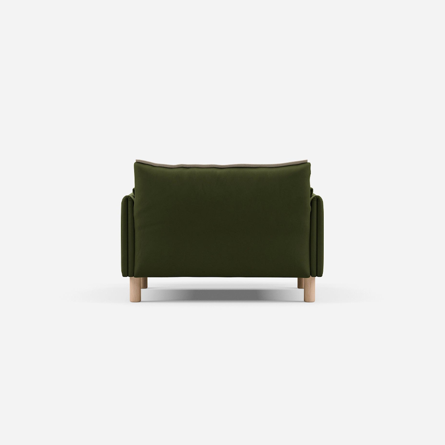 Cozmo Sofas - Cozy 1.5 Seater Chaise Sofa - Dark Green Velvet - Natural Legs - Rear view