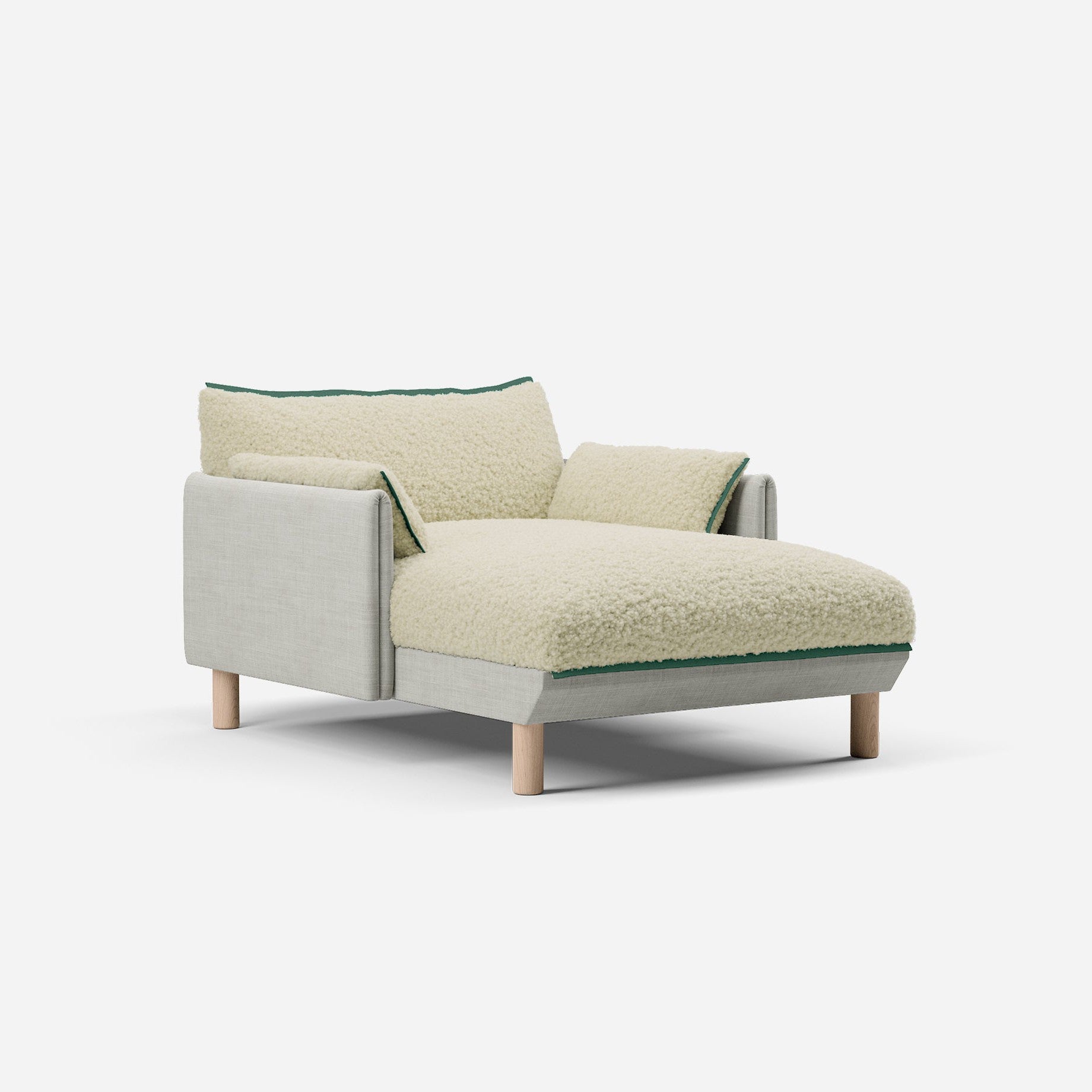 @ Cream Fleece & Ecru Weave | Green Trim