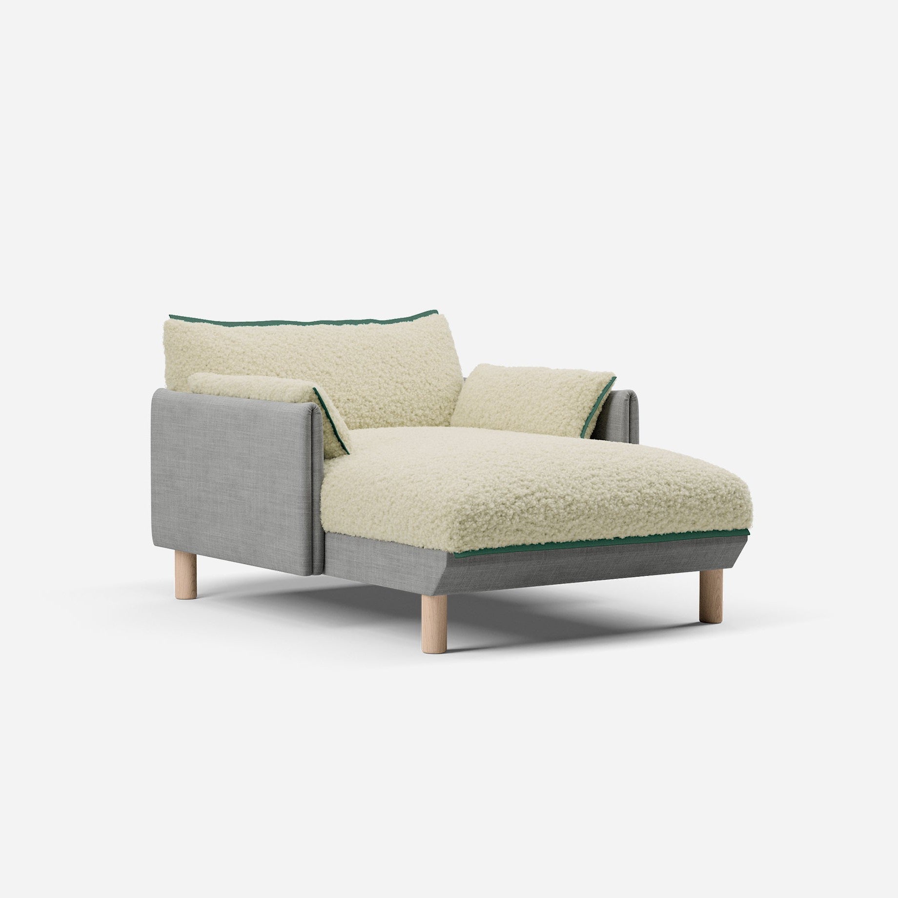 @ Cream Fleece & Light Grey Weave | Green Trim