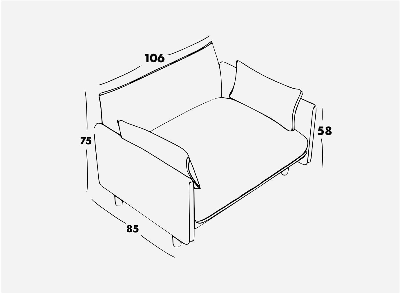 Cozmo Sofas - Cozy 1.5 Seater Sofa - Black Boucle - Natural Legs