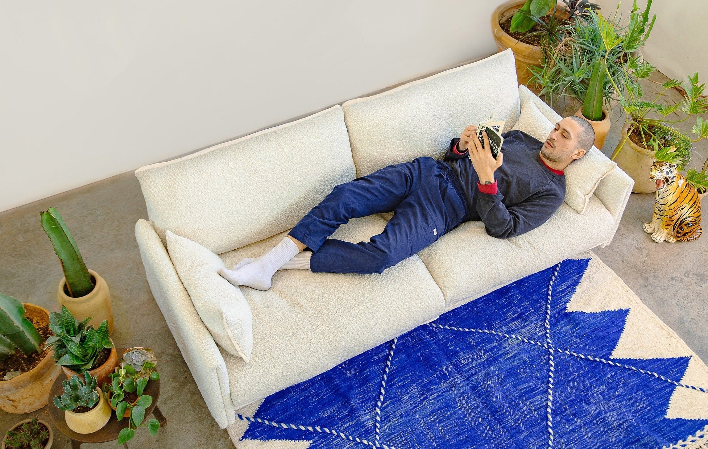 Cozmo Sofas - Cozy 1.5 Seater Sofa - Black Boucle - Natural Legs