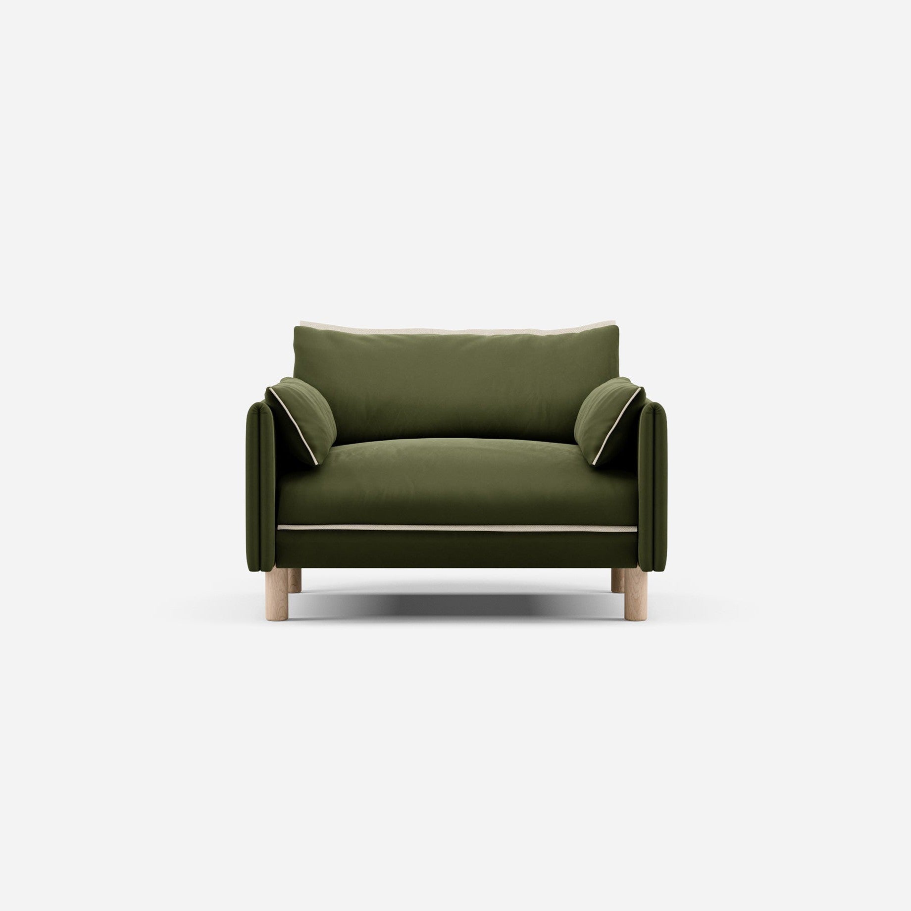 Cozy 1.5 Seater Sofa | Dark Green Velvet| Natural Legs | Cozmo