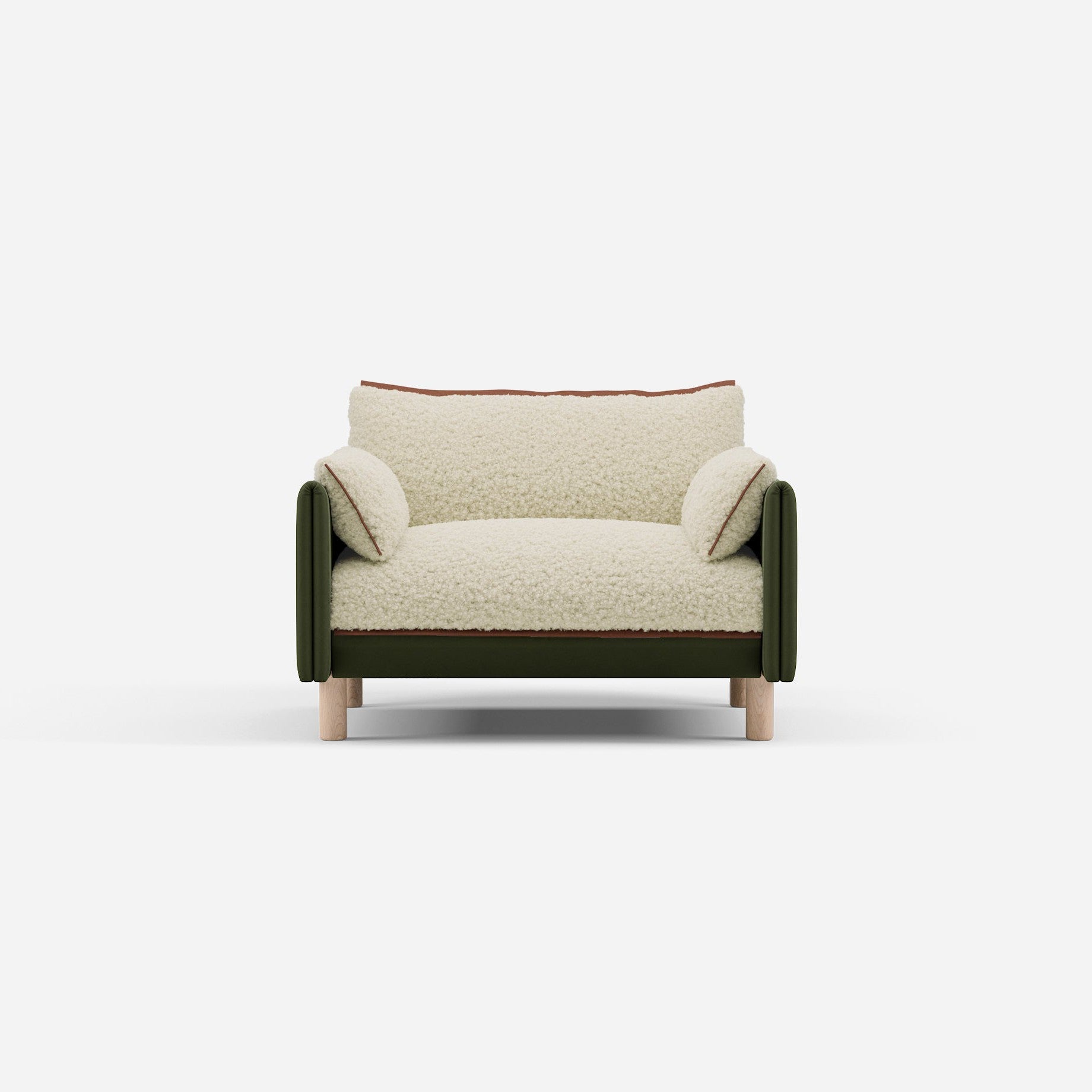 @ Cream Fleece & Dark Green Velvet | Brick Trim