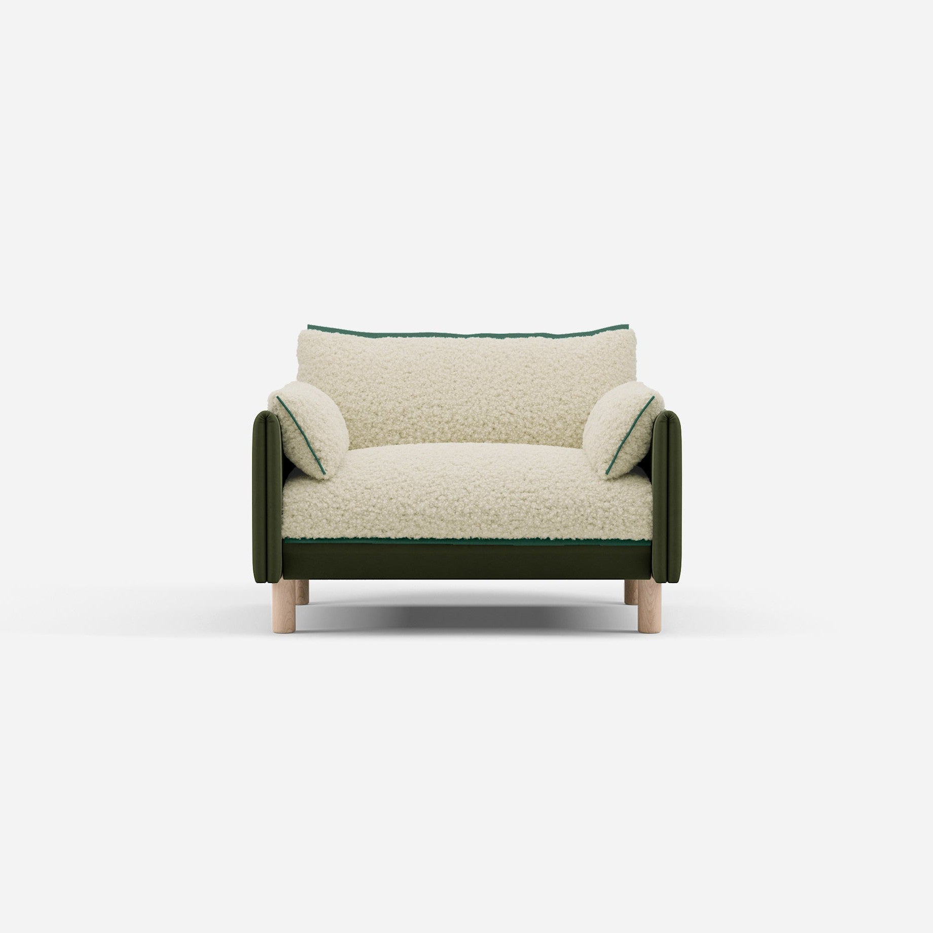 @ Cream Fleece & Dark Green Velvet | Green Trim