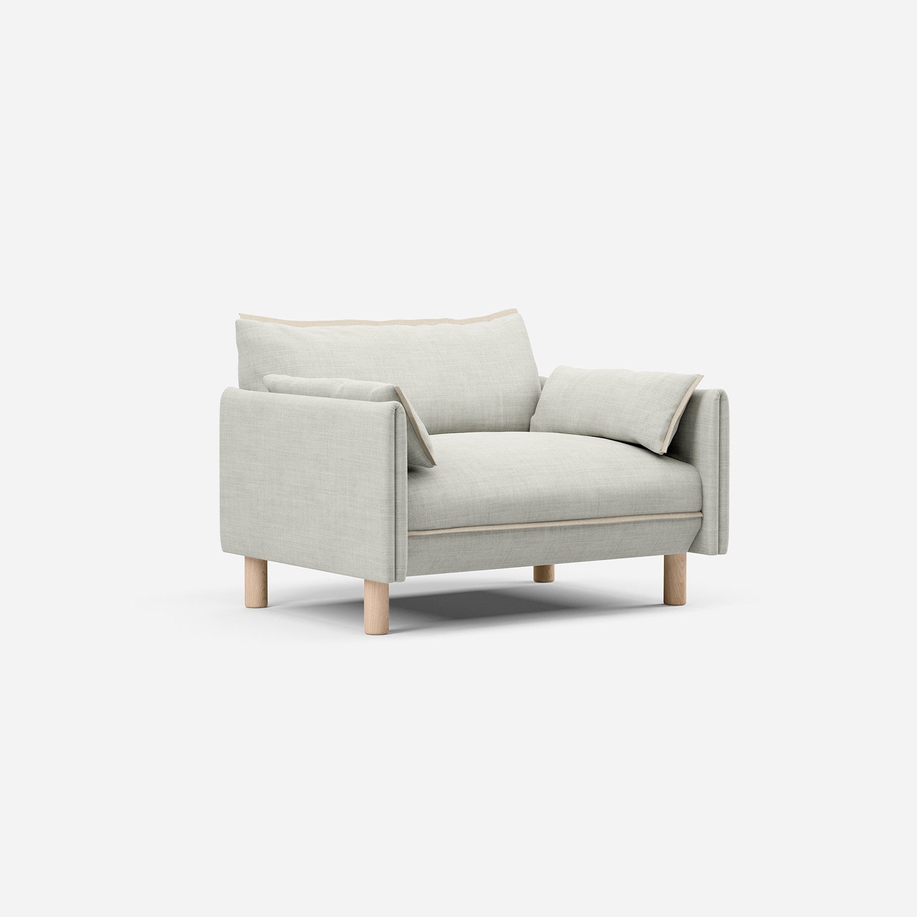 Cozmo Sofas - Cozy 1.5 Seater Sofa - Ecru Weave - Natural Legs - Rear angle view