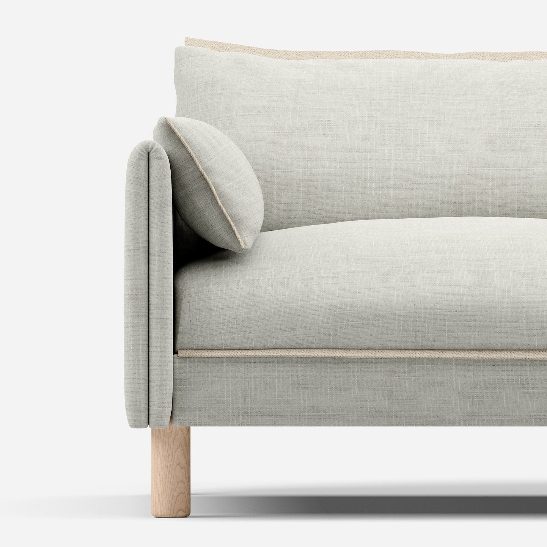 Cozmo Sofas - Cozy 1.5 Seater Sofa - Ecru Weave - Natural Legs - Lifestyle view
