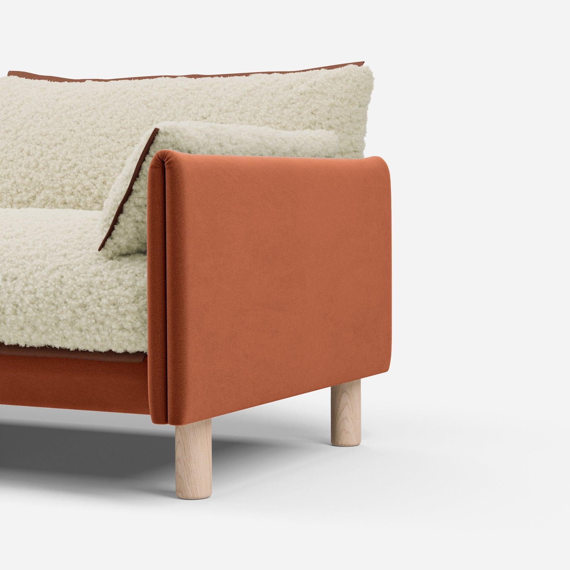Cozmo Sofas - Cozy 1.5 Seater Sofa - Henna Cotton - Natural Legs - Side angle view