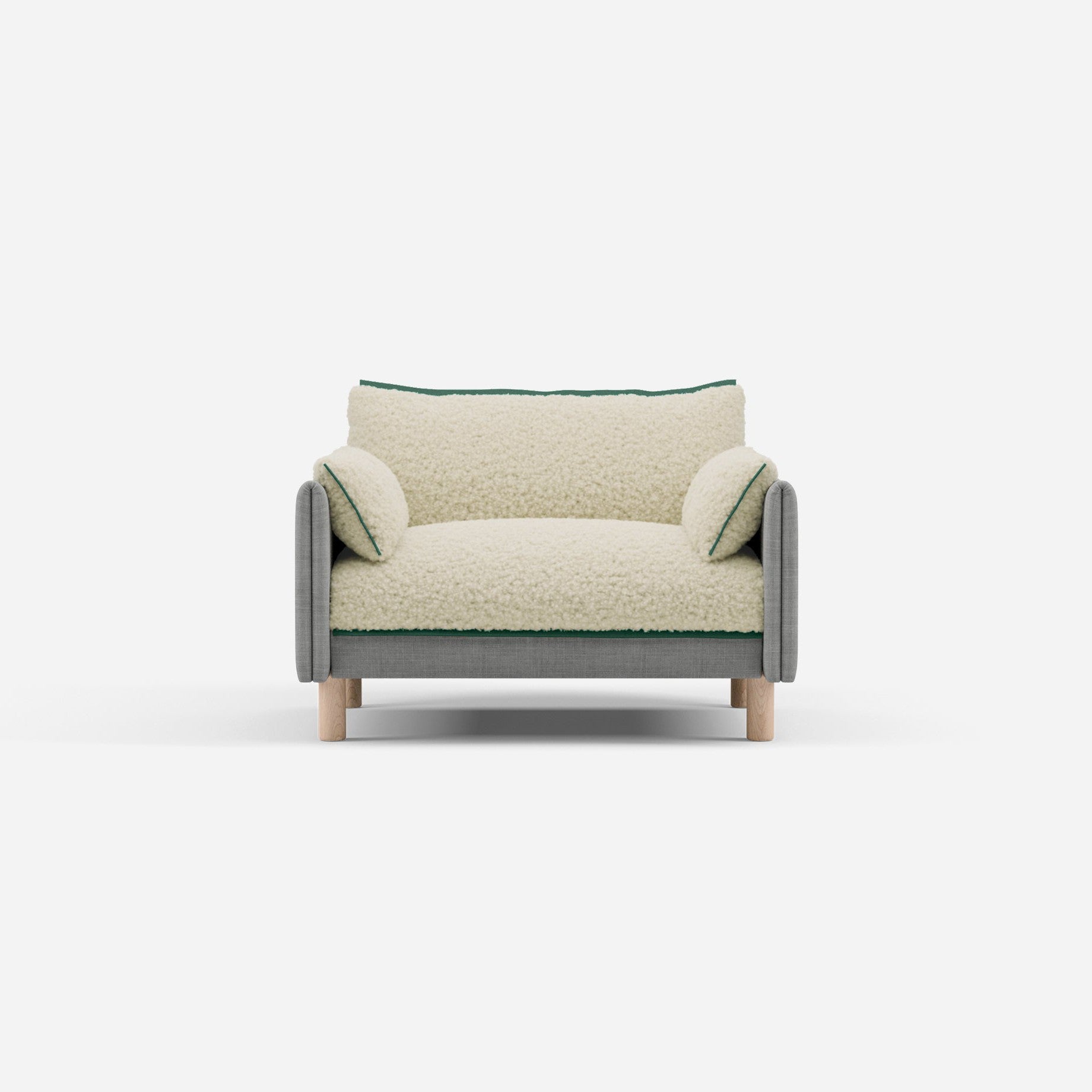 @ Cream Fleece & Light Grey Weave | Green Trim