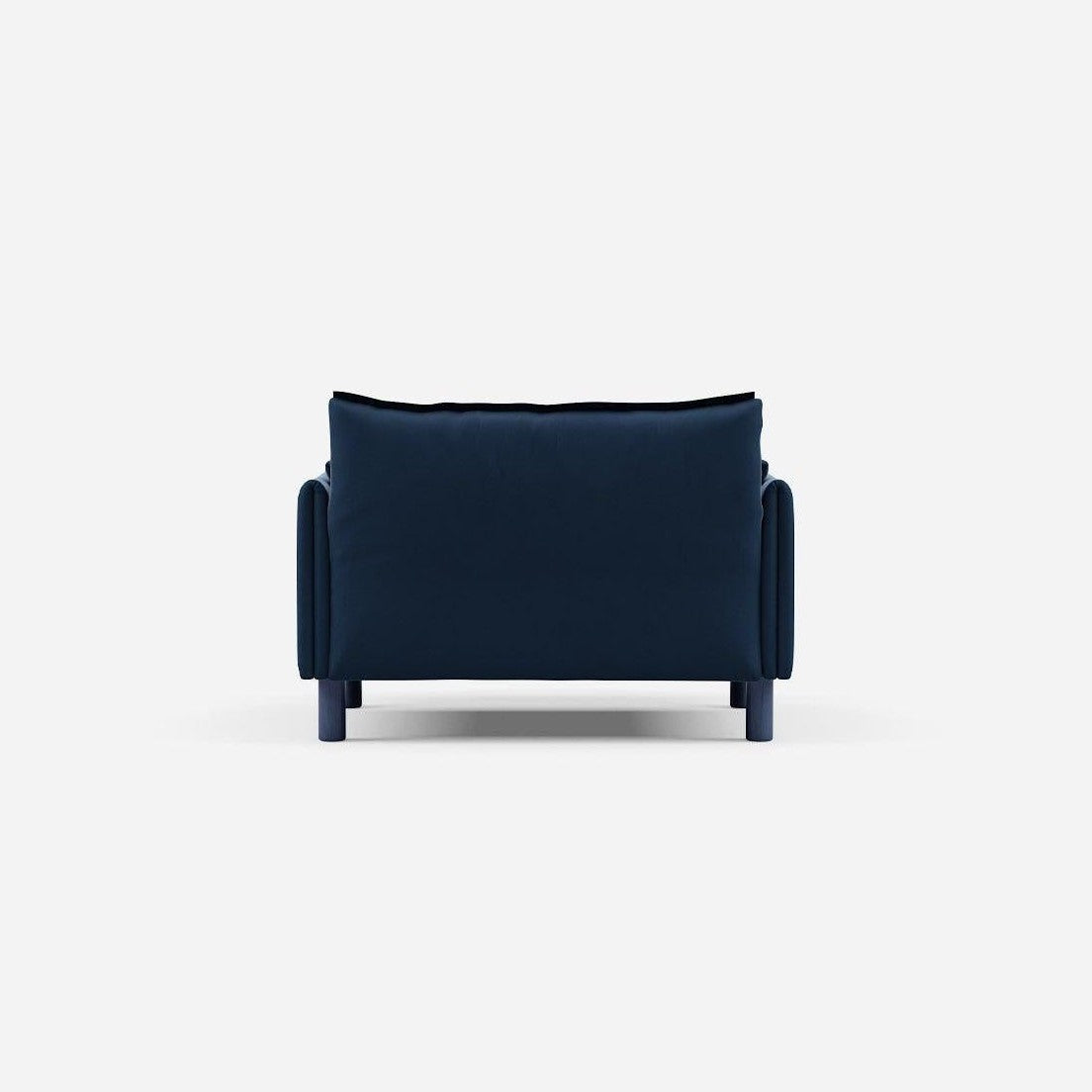 Cozmo Sofas - Cozy 1.5 Seater Sofa - Midnight Blue Velvet - Blue Legs - Rear view