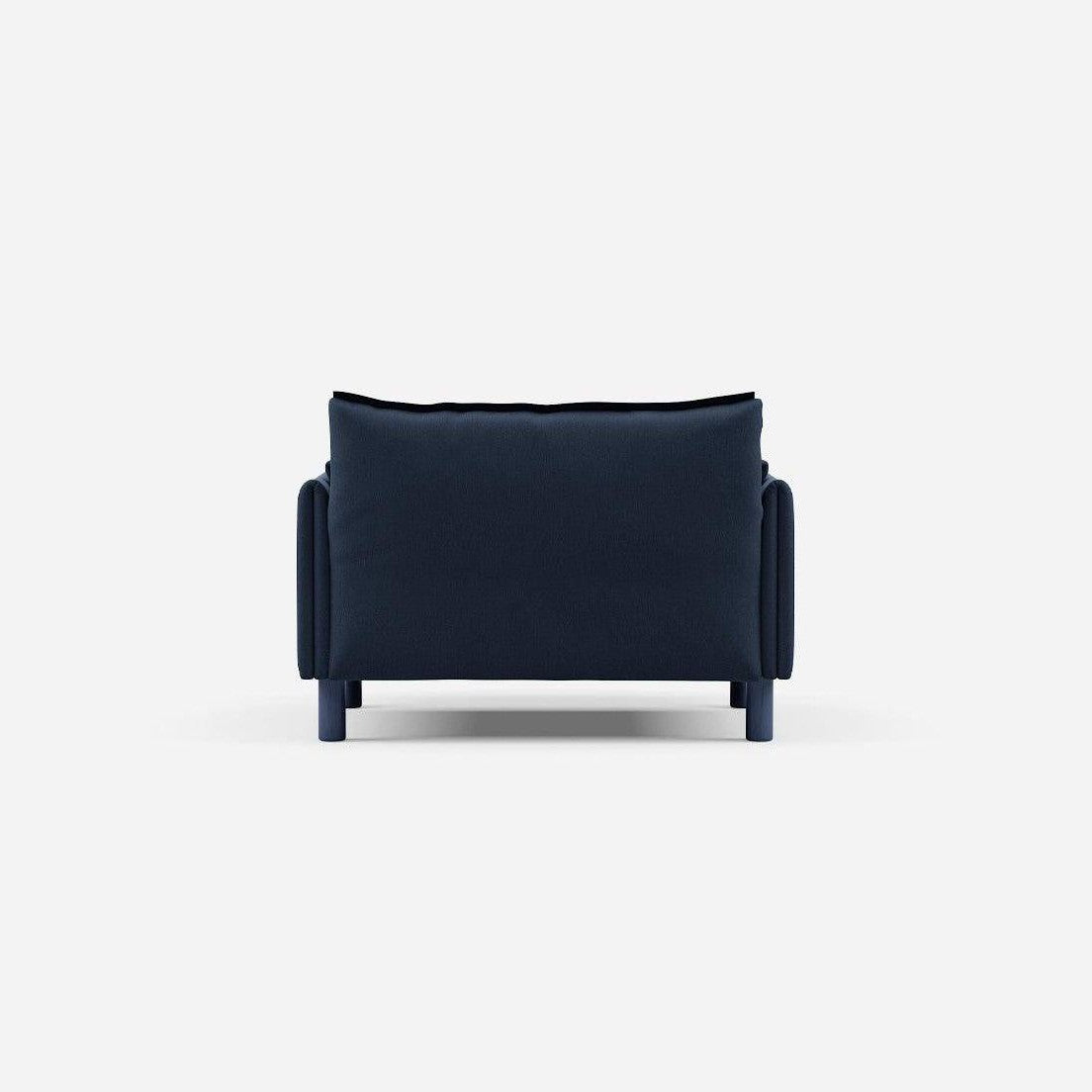 Cozmo Sofas - Cozy 1.5 Seater Sofa - Navy Cotton - Blue Legs - Rear view