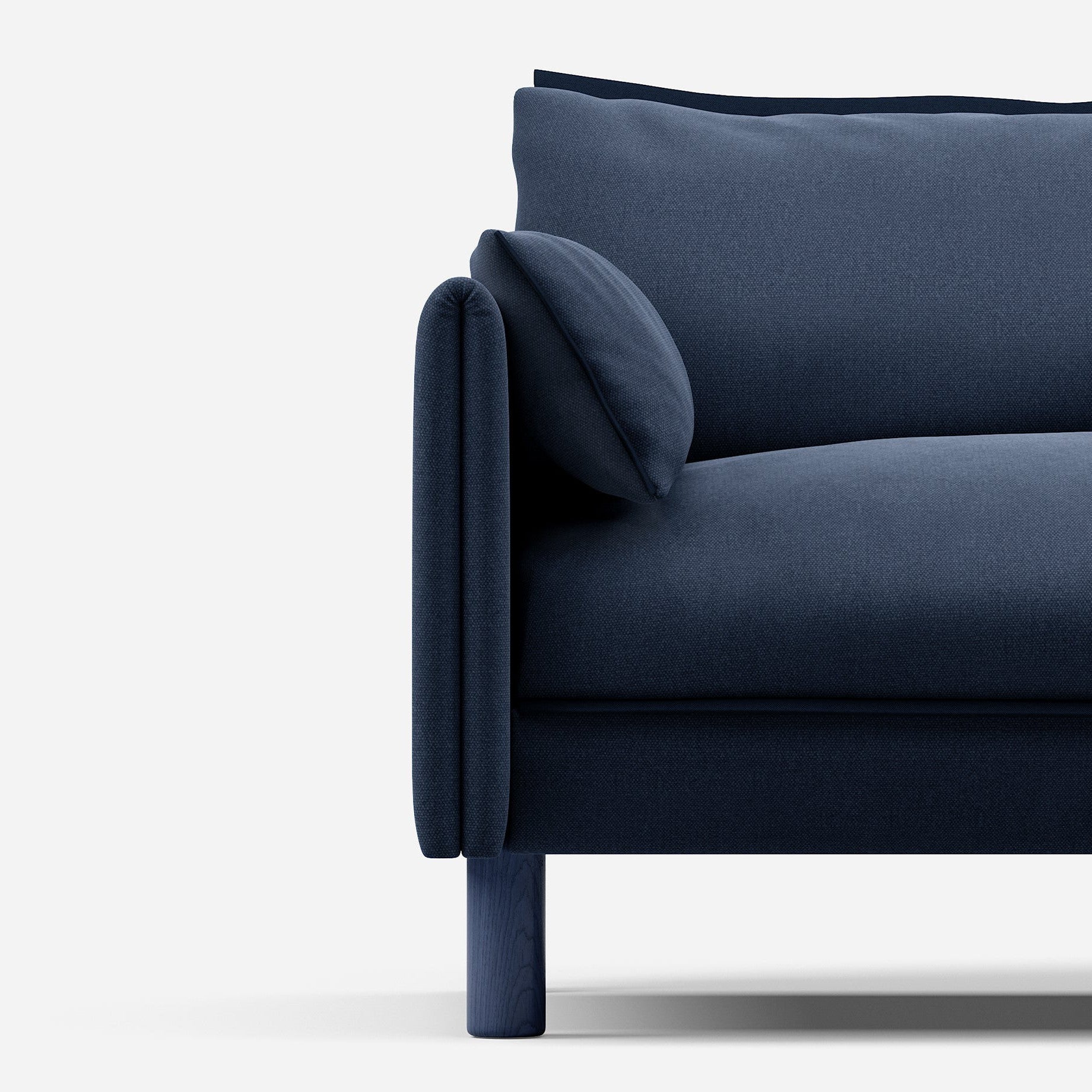 Cozmo Sofas - Cozy 1.5 Seater Sofa - Navy Cotton - Blue Legs - Lifestyle view