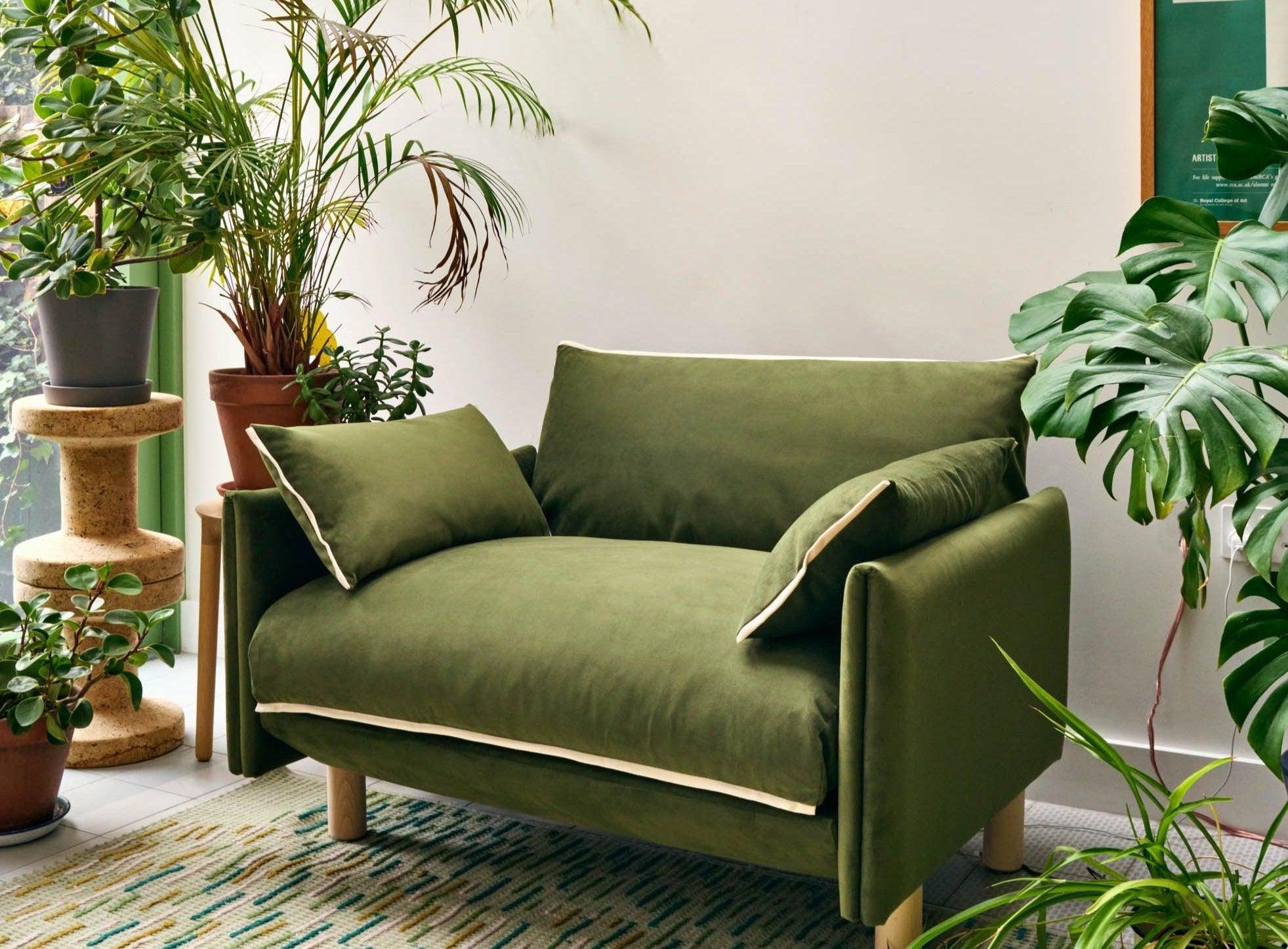 Cozmo Sofas - Cozy 1.5 Seater Sofa - Ochre Cotton - Natural Legs