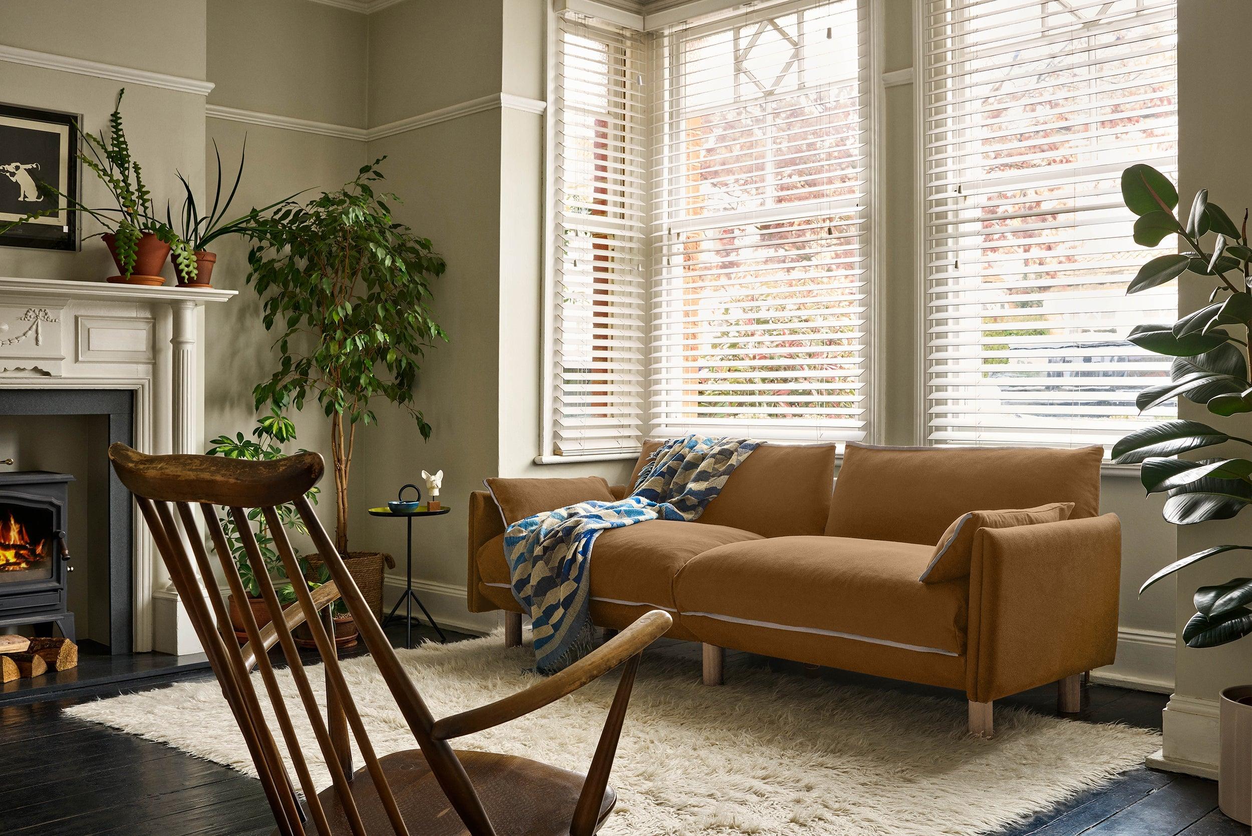 Cozmo Sofas - Cozy 1.5 Seater Sofa - Ochre Cotton - Natural Legs