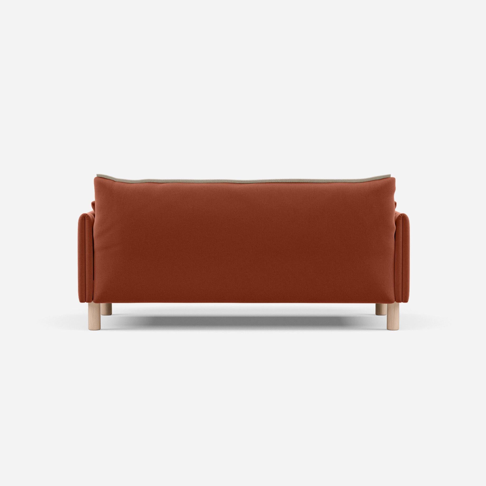 Cozmo Sofas - Cozy 2 Seater Sofa - Rust Velvet - Natural Legs - Rear view