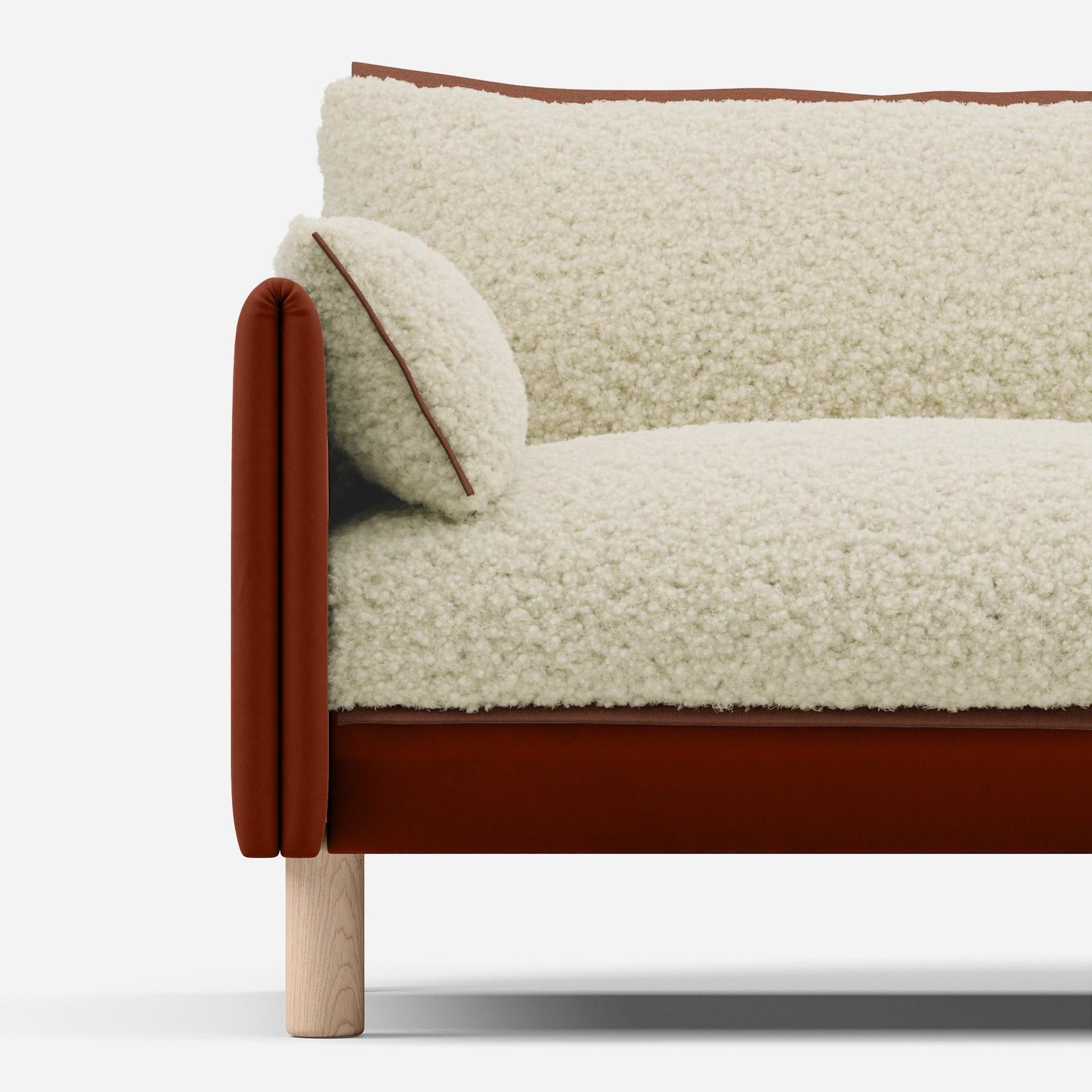 Cozmo Sofas - Cozy 2 Seater Sofa - Rust Velvet - Natural Legs - Rear view
