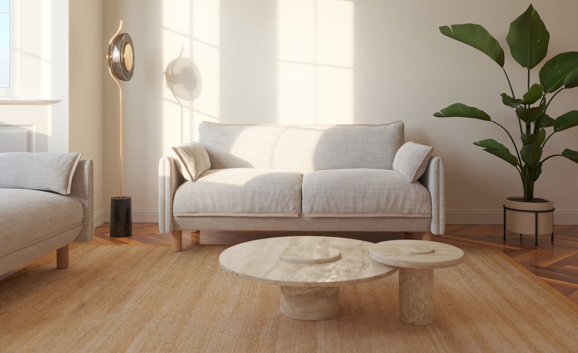 Cozmo Sofas - Cozy 2 Seater Sofa - Rust Velvet - Natural Legs - Lifestyle detail