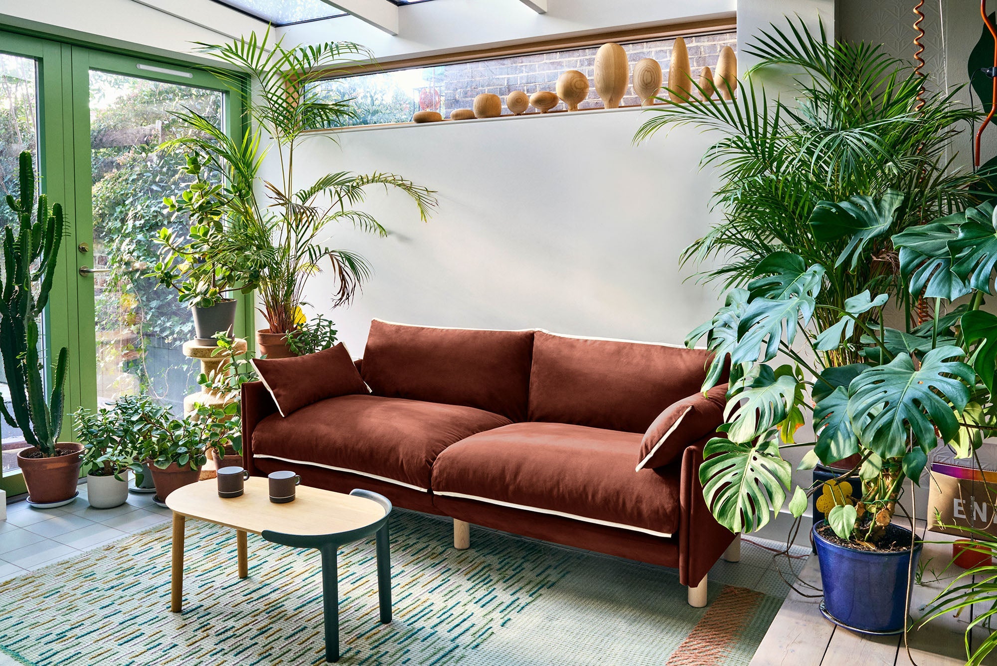 Cozmo Sofas - Cozy 2 Seater Sofa - Rust Velvet - Natural Legs