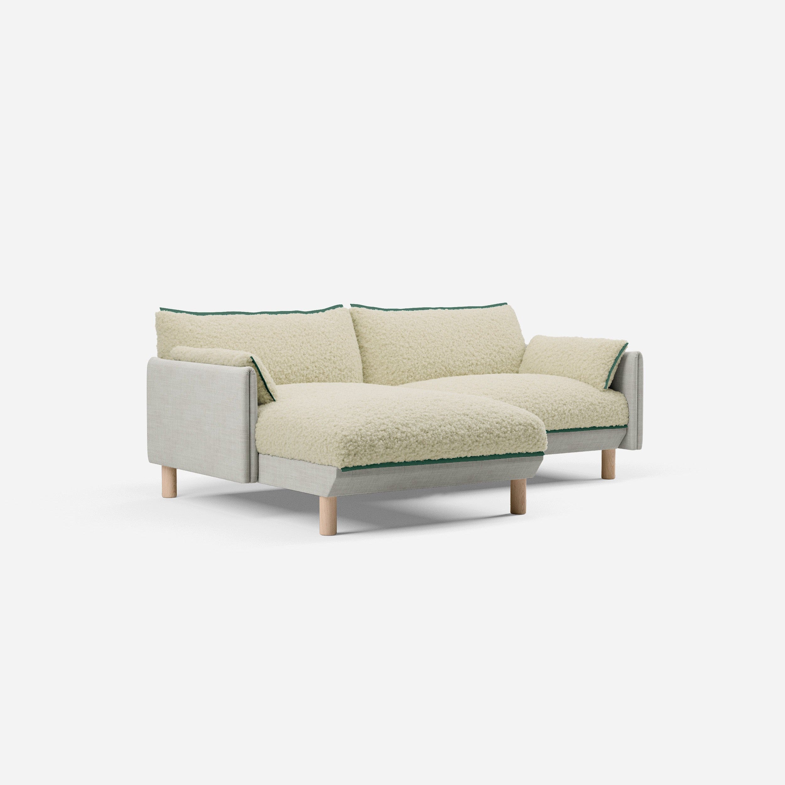 @ Cream Fleece & Ecru Weave | Green Trim