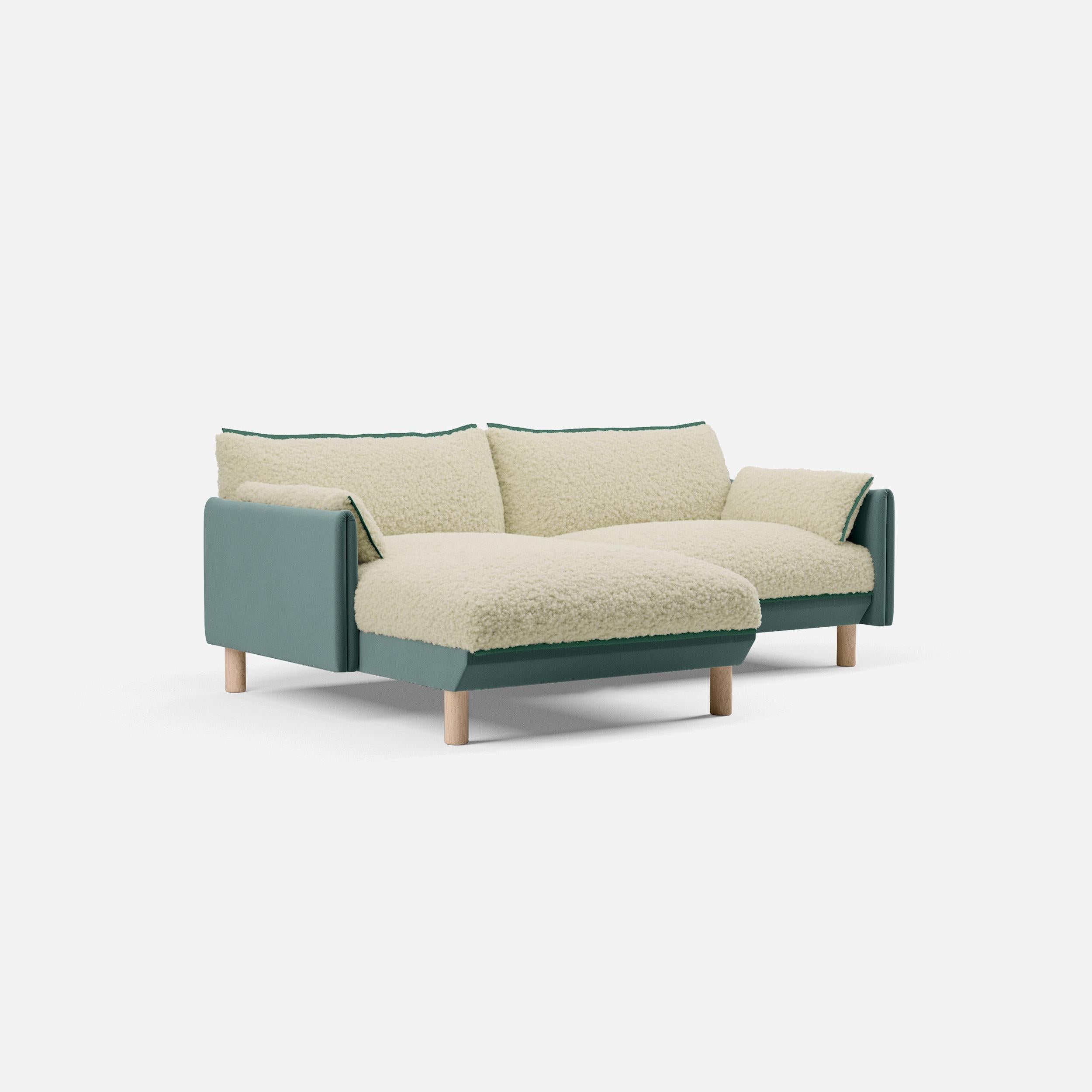 @ Cream Fleece & Light Grey Weave | Green Trim