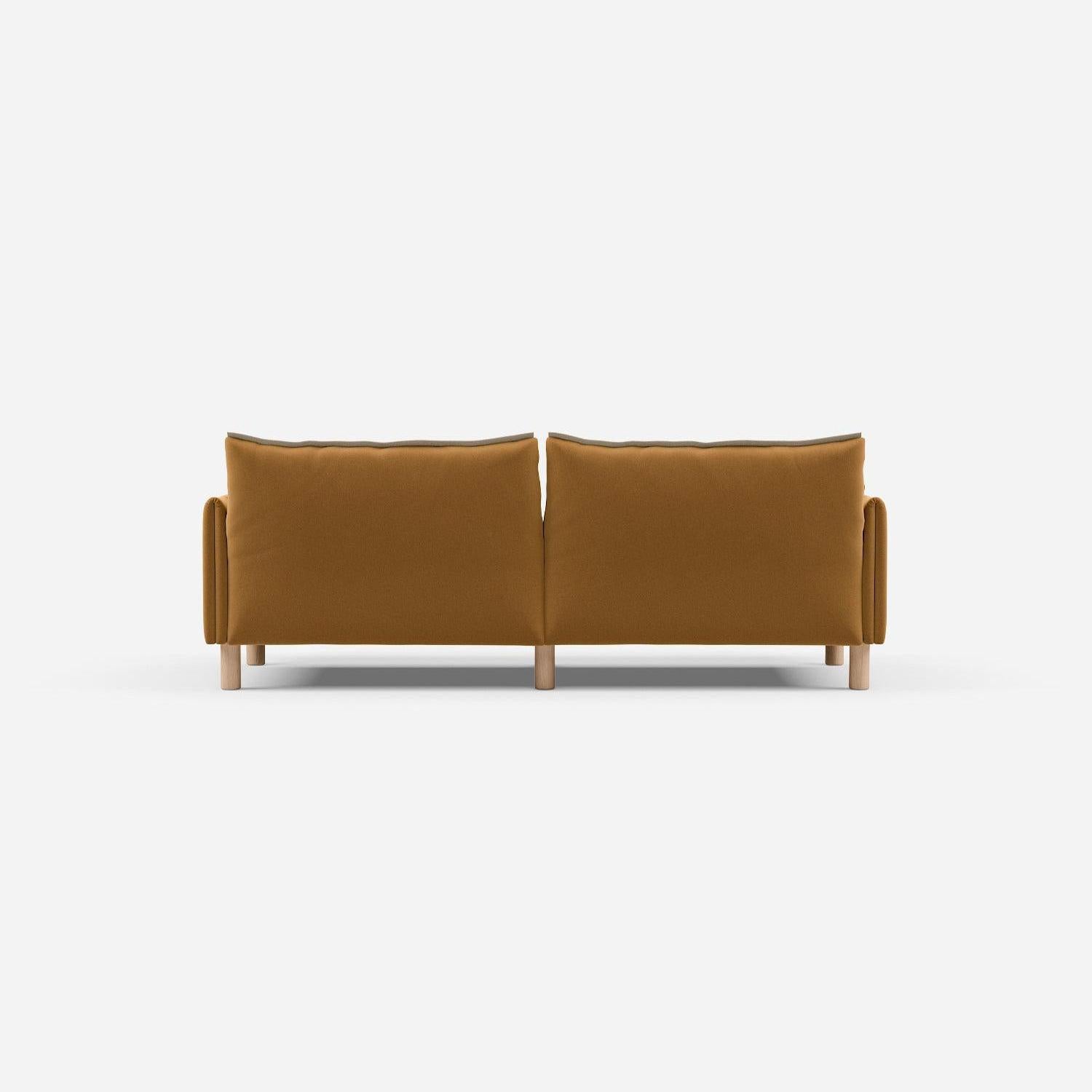 Cozmo Sofas - Cozy 3 Seater LH Chaise Sofa - Ochre Cotton - Natural Legs - Rear view