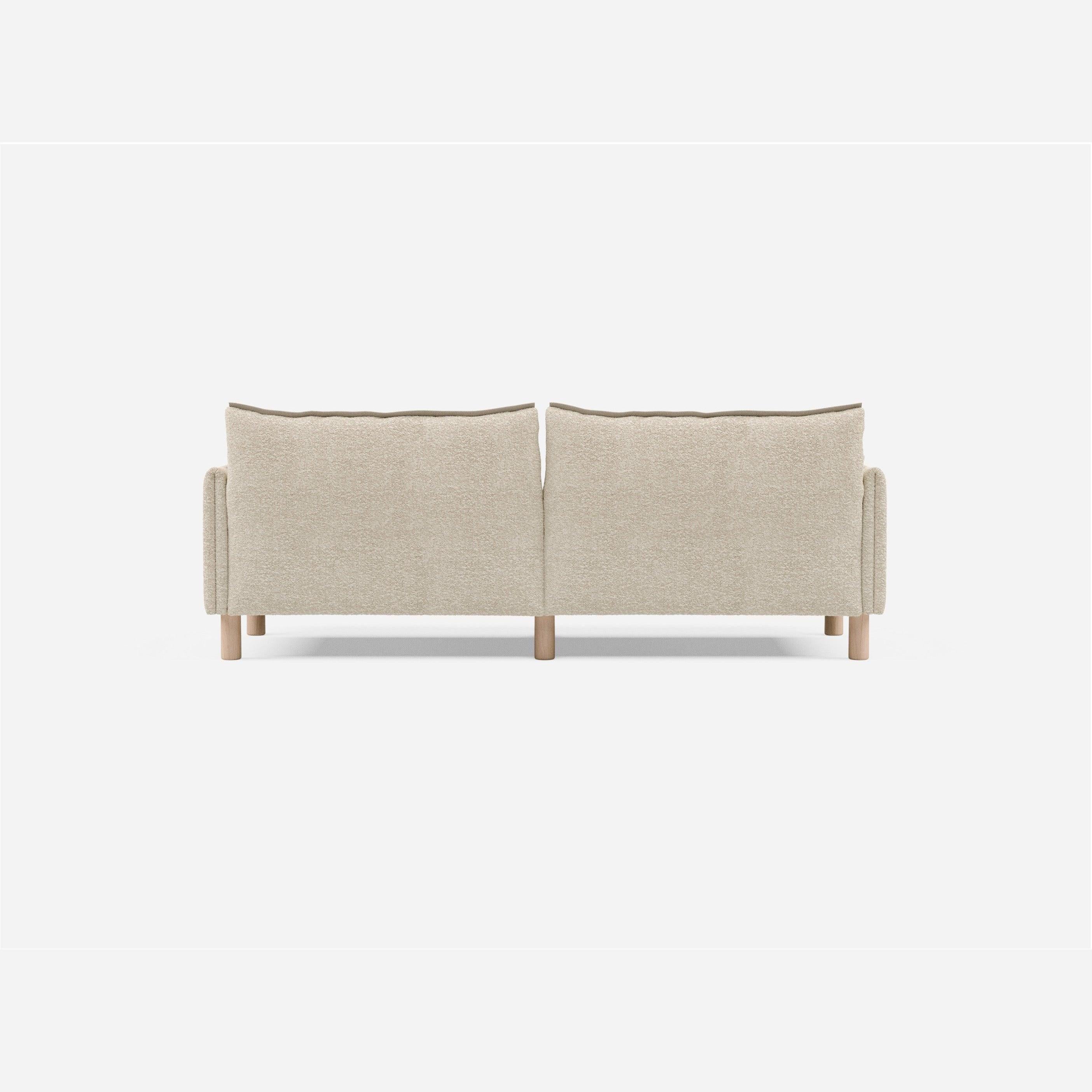 Cozmo Sofas - Cozy 3 Seater RH Chaise Sofa - Ecru Boucle - Natural Legs - Rear view