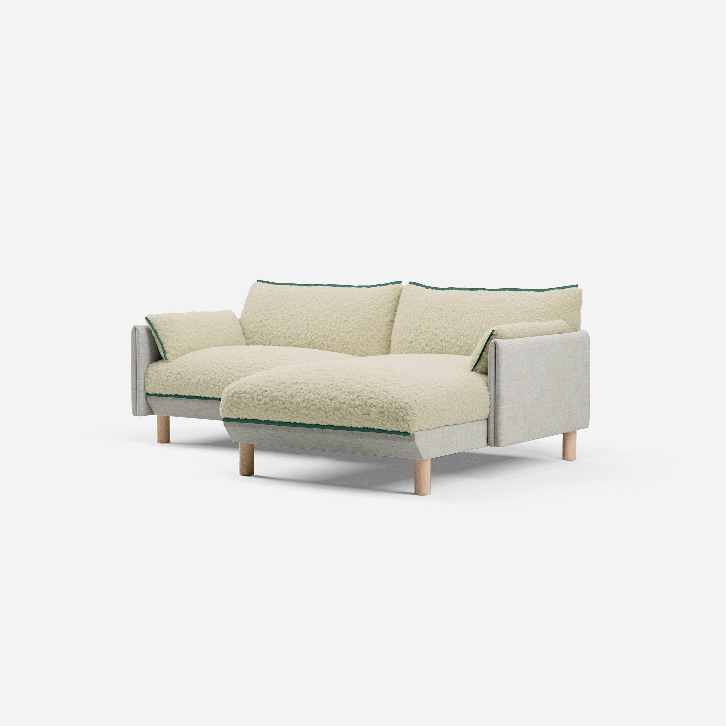 @ Cream Fleece & Ecru Weave | Green Trim