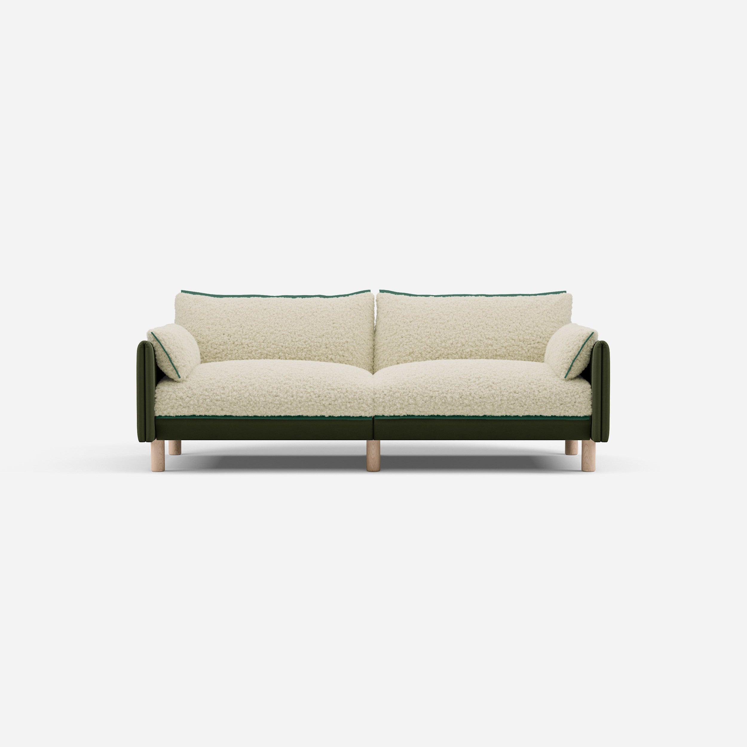 @ Cream Fleece & Dark Green Velvet | Green Trim