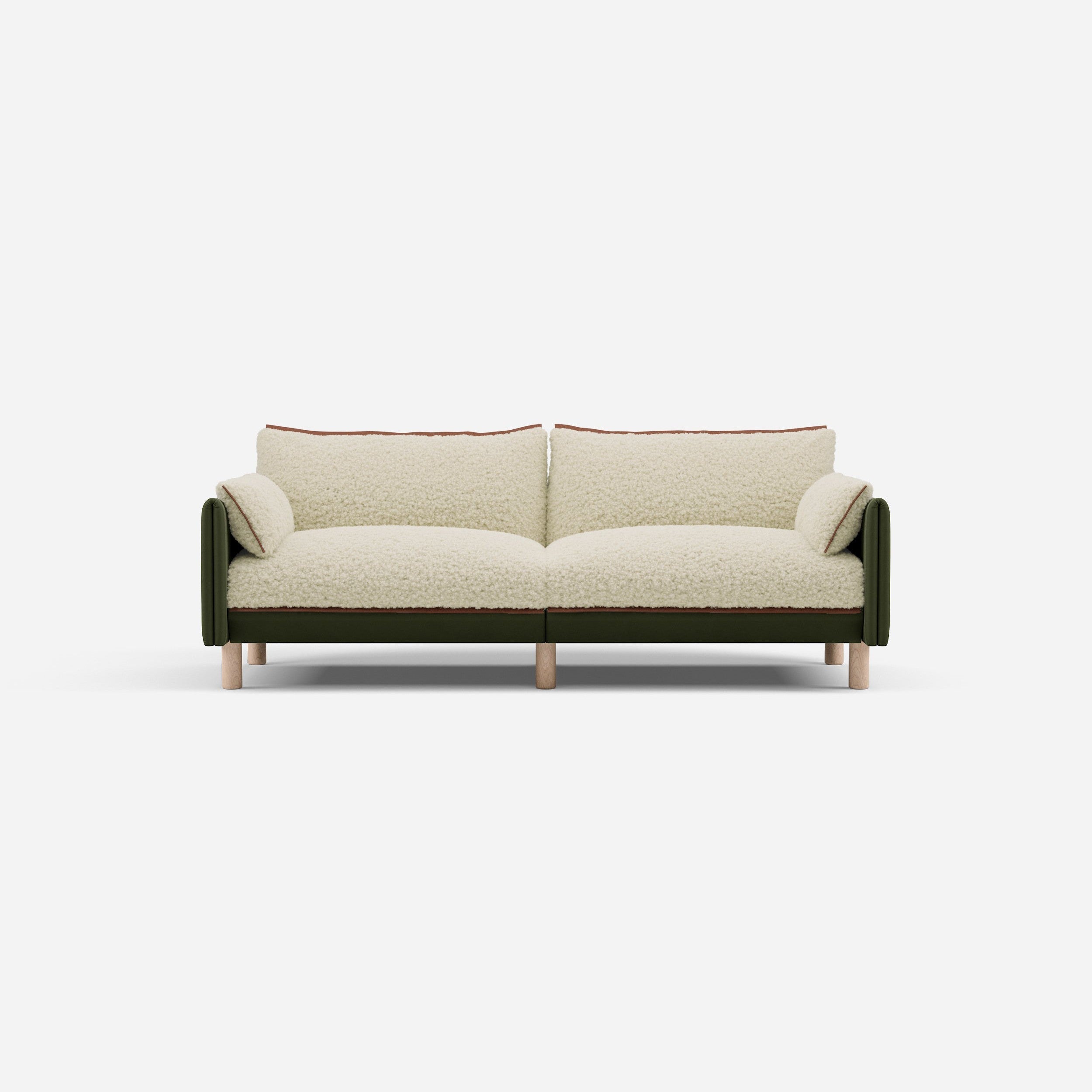 @ Cream Fleece & Dark Green Velvet | Brick Trim