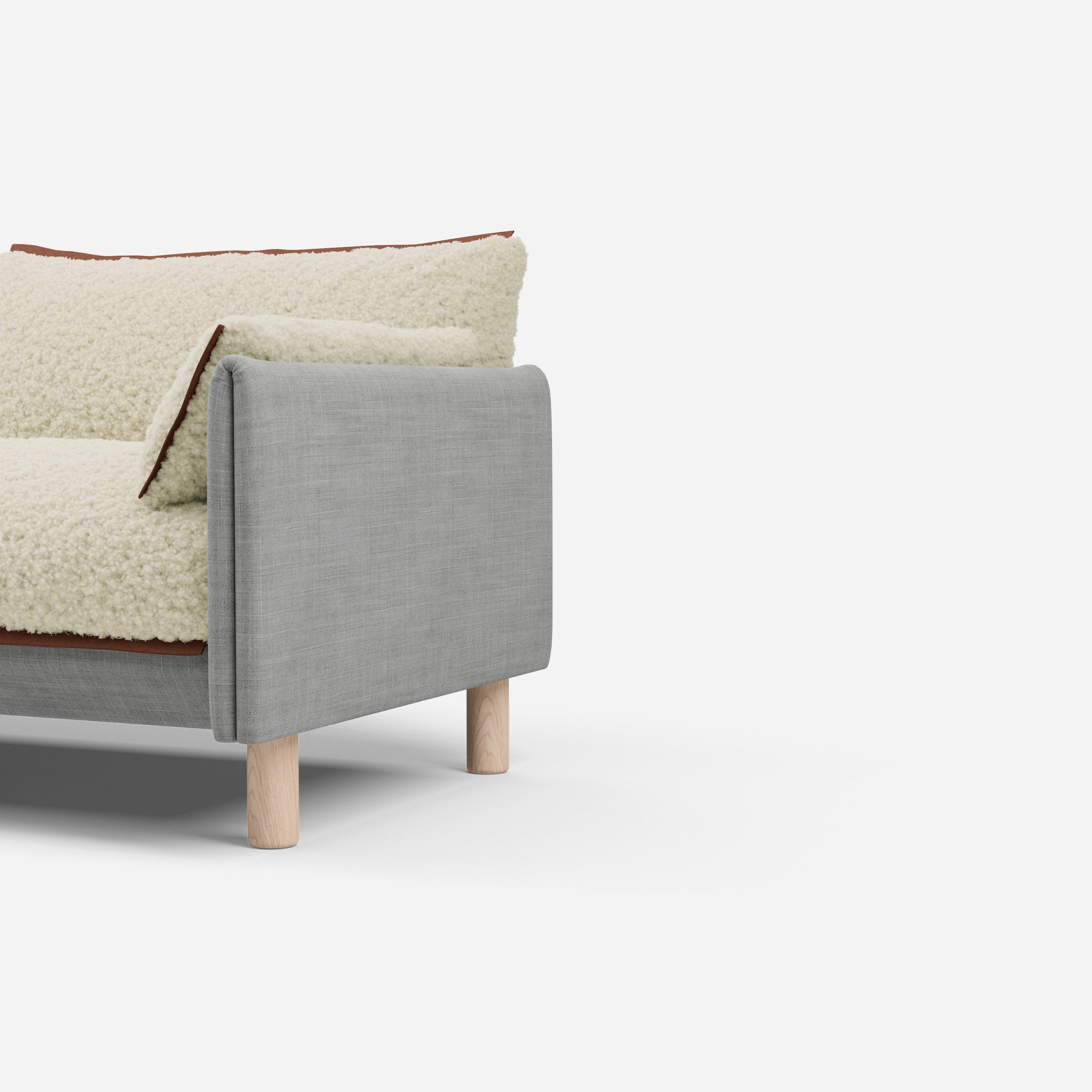 Cozmo Sofas - Cozy 3 Seater Sofa - Light Grey Weave - Natural Legs - Side angle view