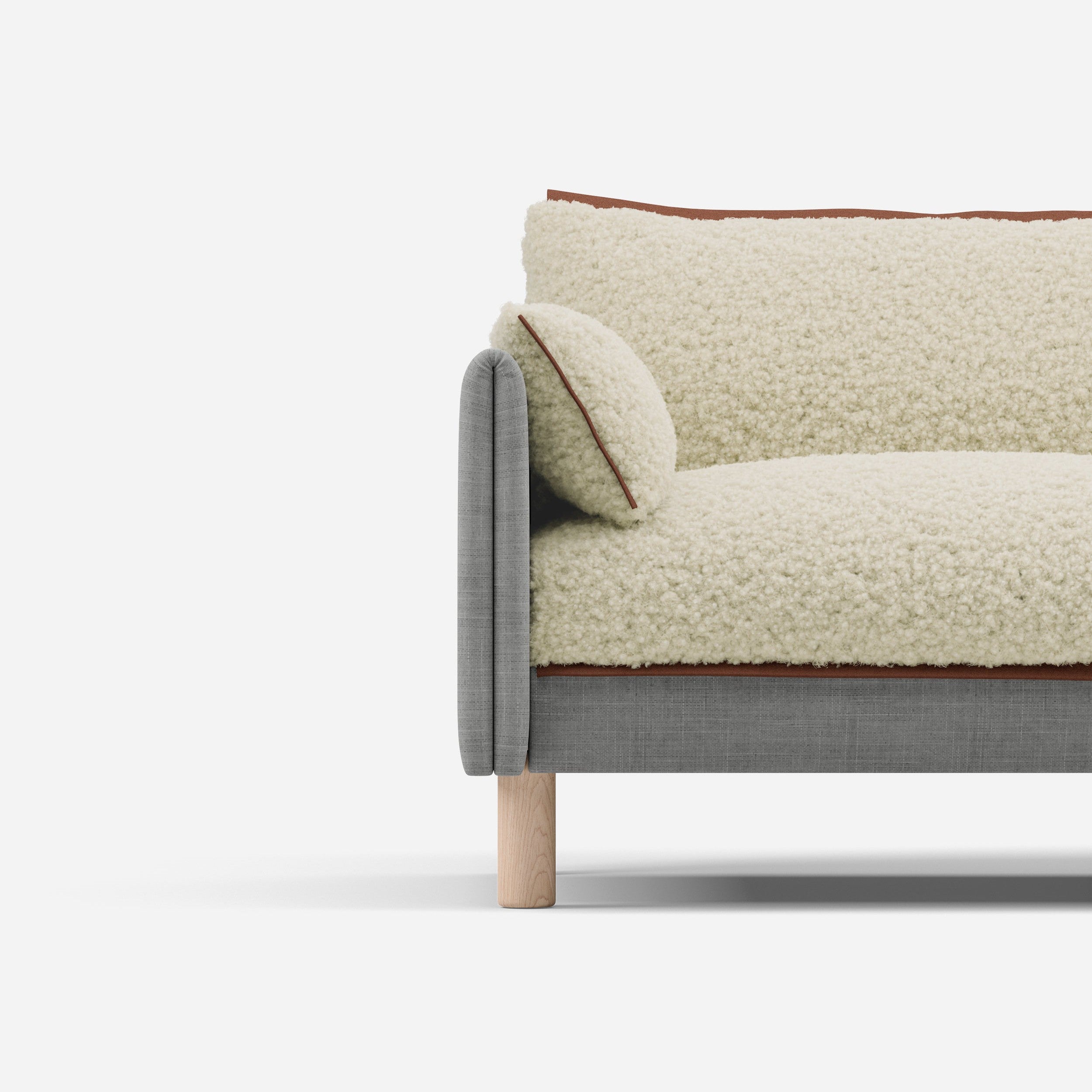 Cozmo Sofas - Cozy 3 Seater Sofa - Light Grey Weave - Natural Legs - Rear view