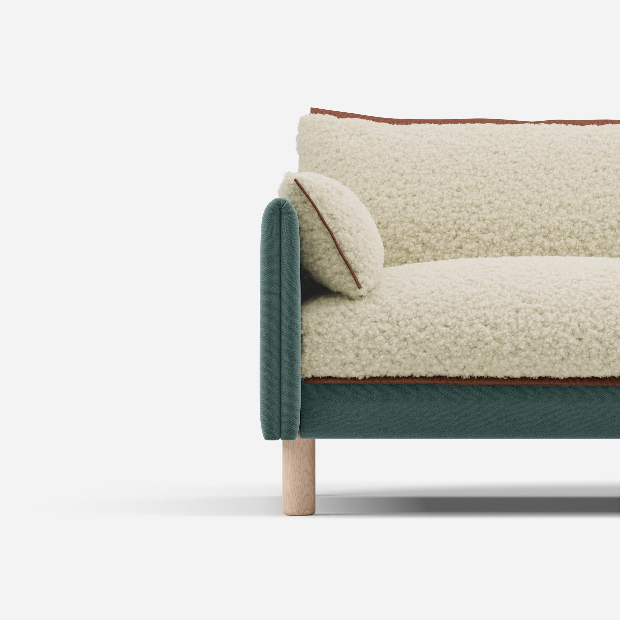 Cozmo Sofas - Cozy 3 Seater Sofa - Sage Cotton - Natural Legs - Rear view
