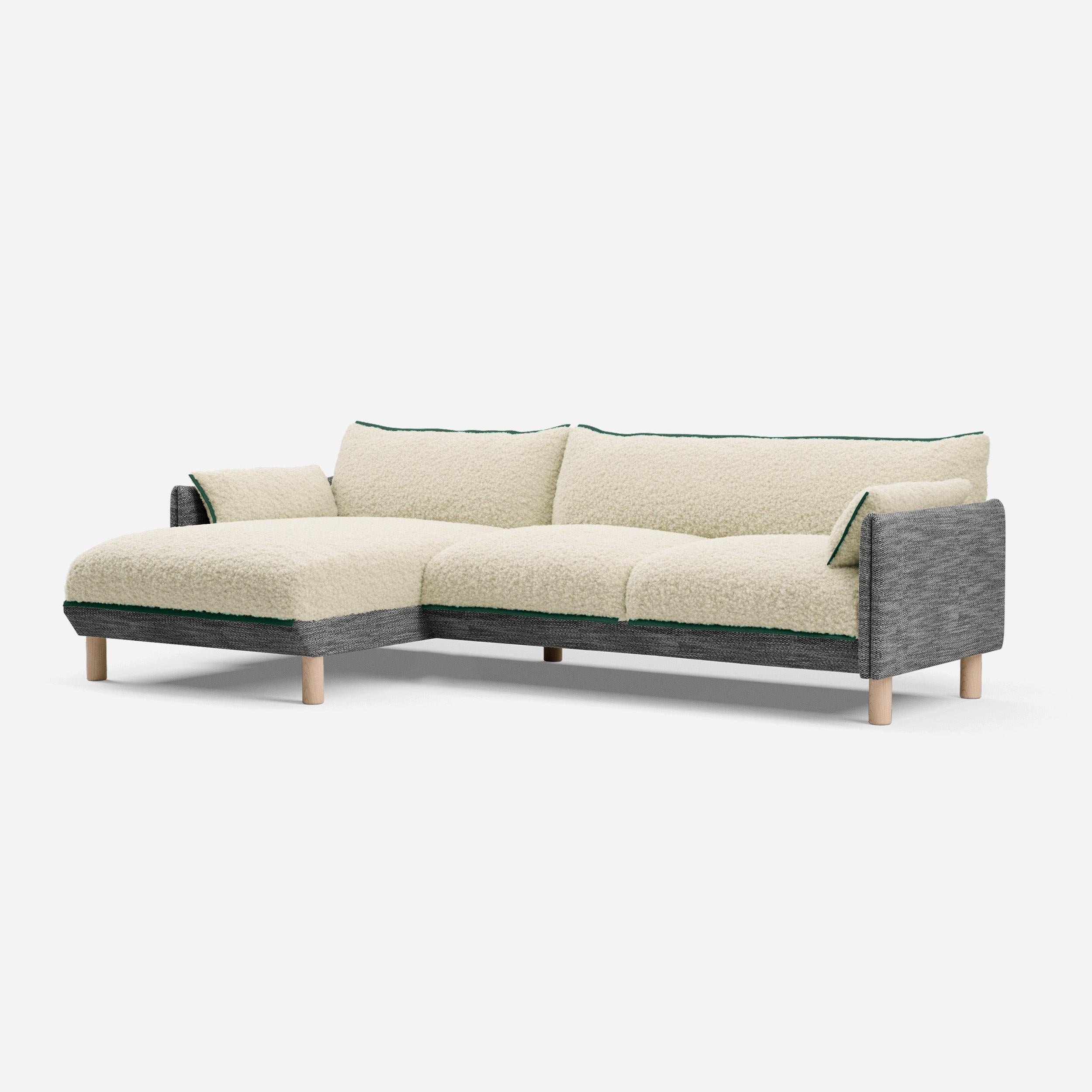 @ Cream Fleece & Cream Textured Salt & Pepper | Green Trim