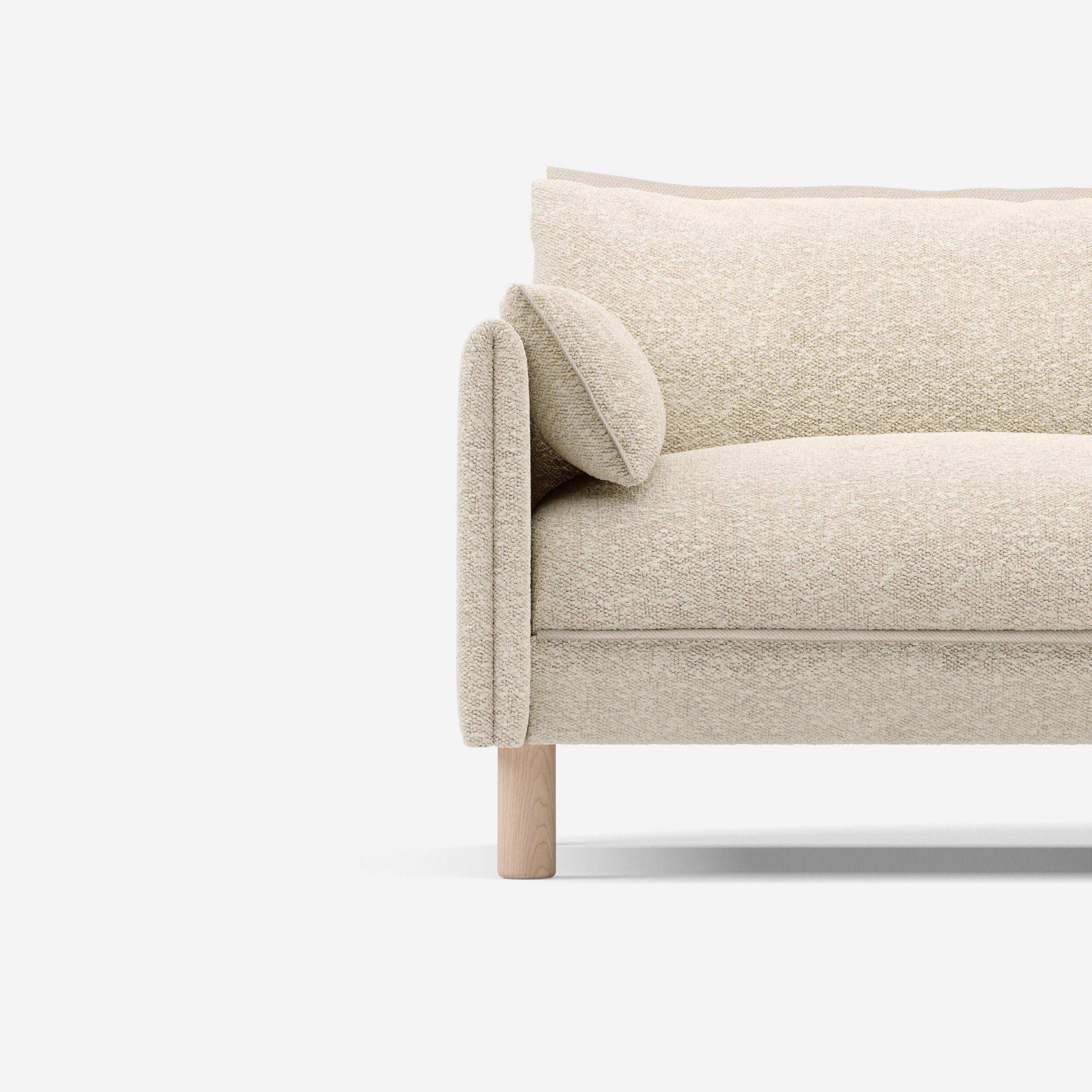 Cozmo Sofas - Cozy 5 Seater LH Chaise Sofa - Ecru Boucle - Natural Legs - Lifestyle view