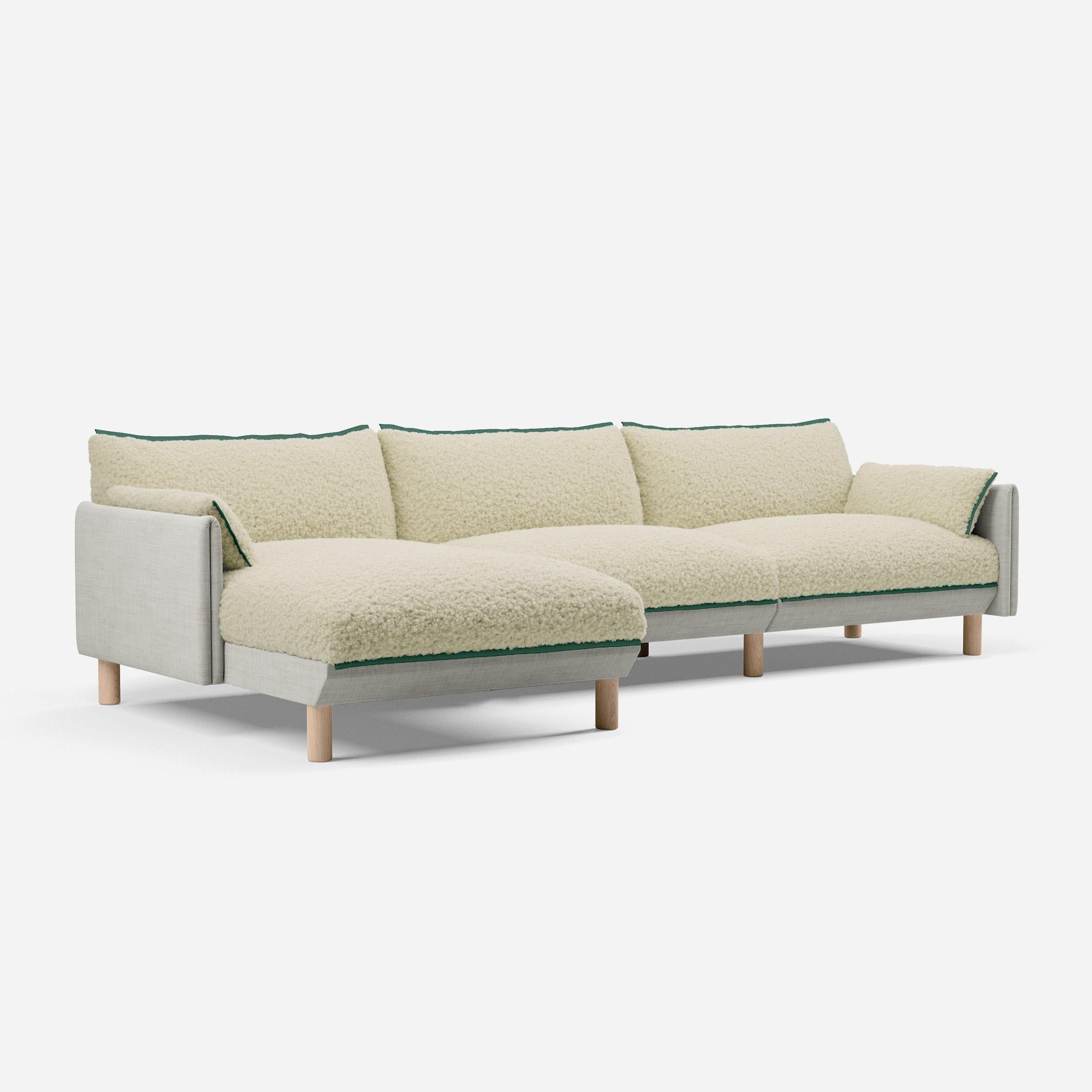 @ Cream Fleece & Ecru Weave | Green Trim