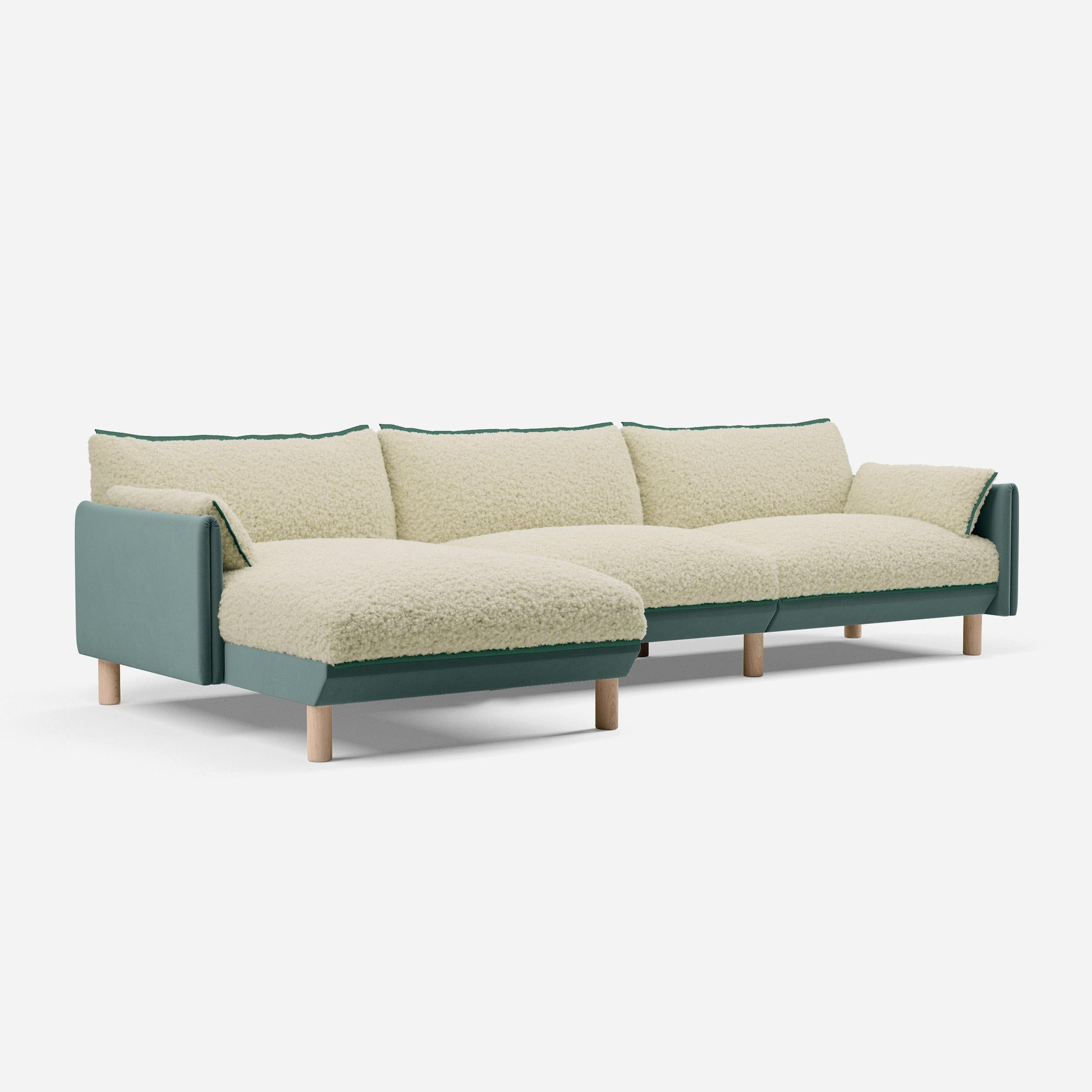 @ Cream Fleece & Light Grey Weave | Green Trim