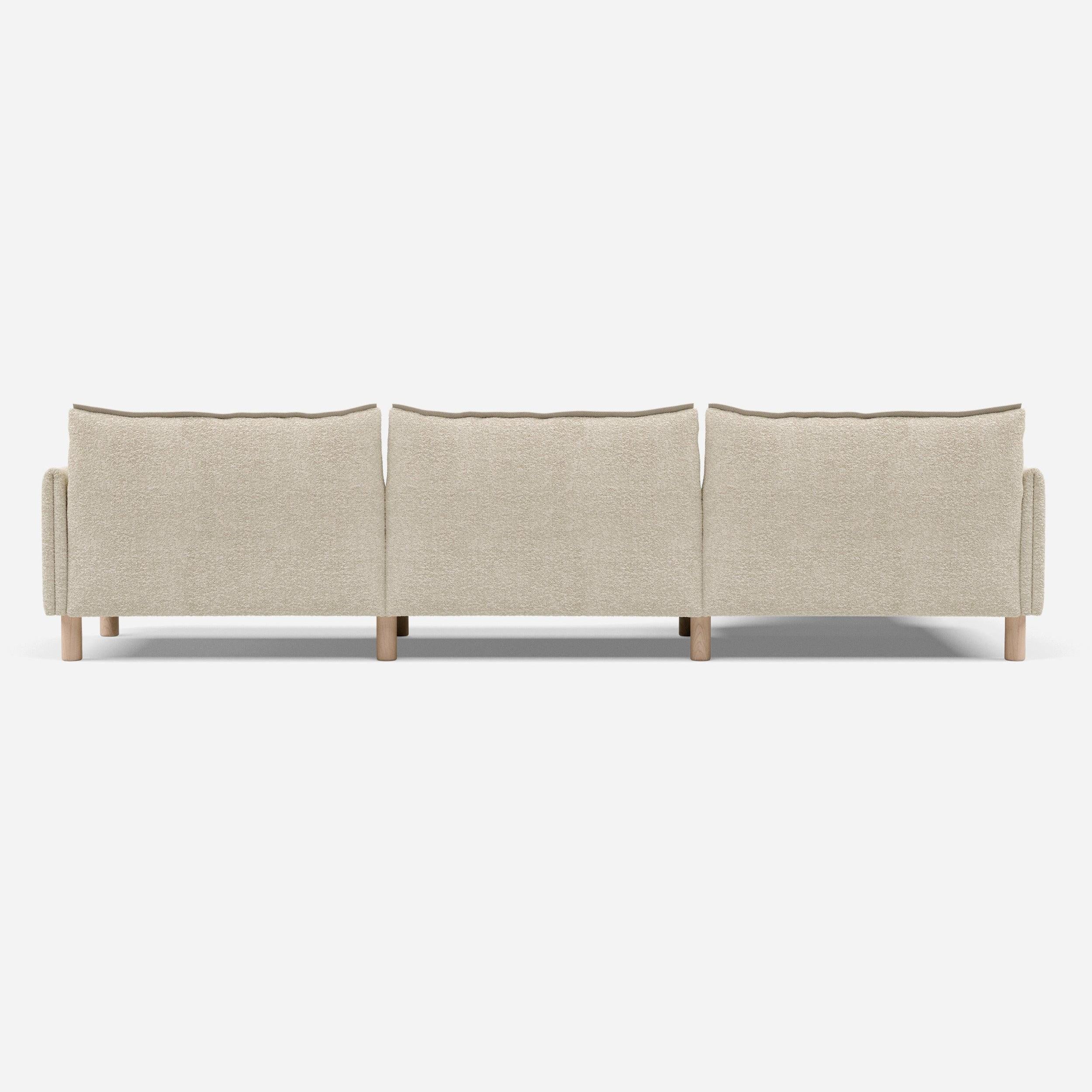 Cozmo Sofas - Cozy 5 Seater RH Chaise Sofa - Ecru Boucle - Natural Legs - Rear angle view
