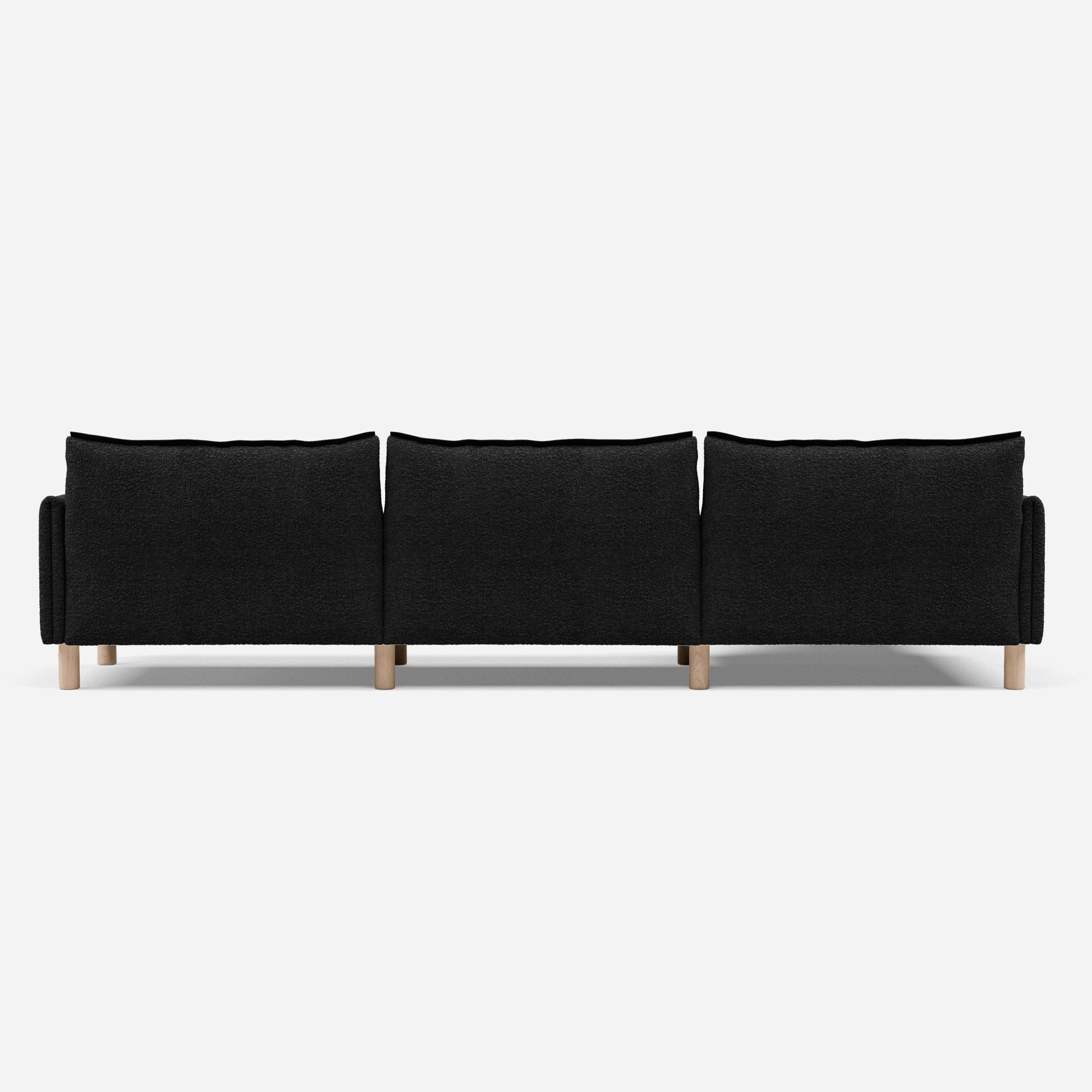Cozmo Sofas - Cozy 5 Seater Sofa - Black Boucle - Natural Legs - Rear view