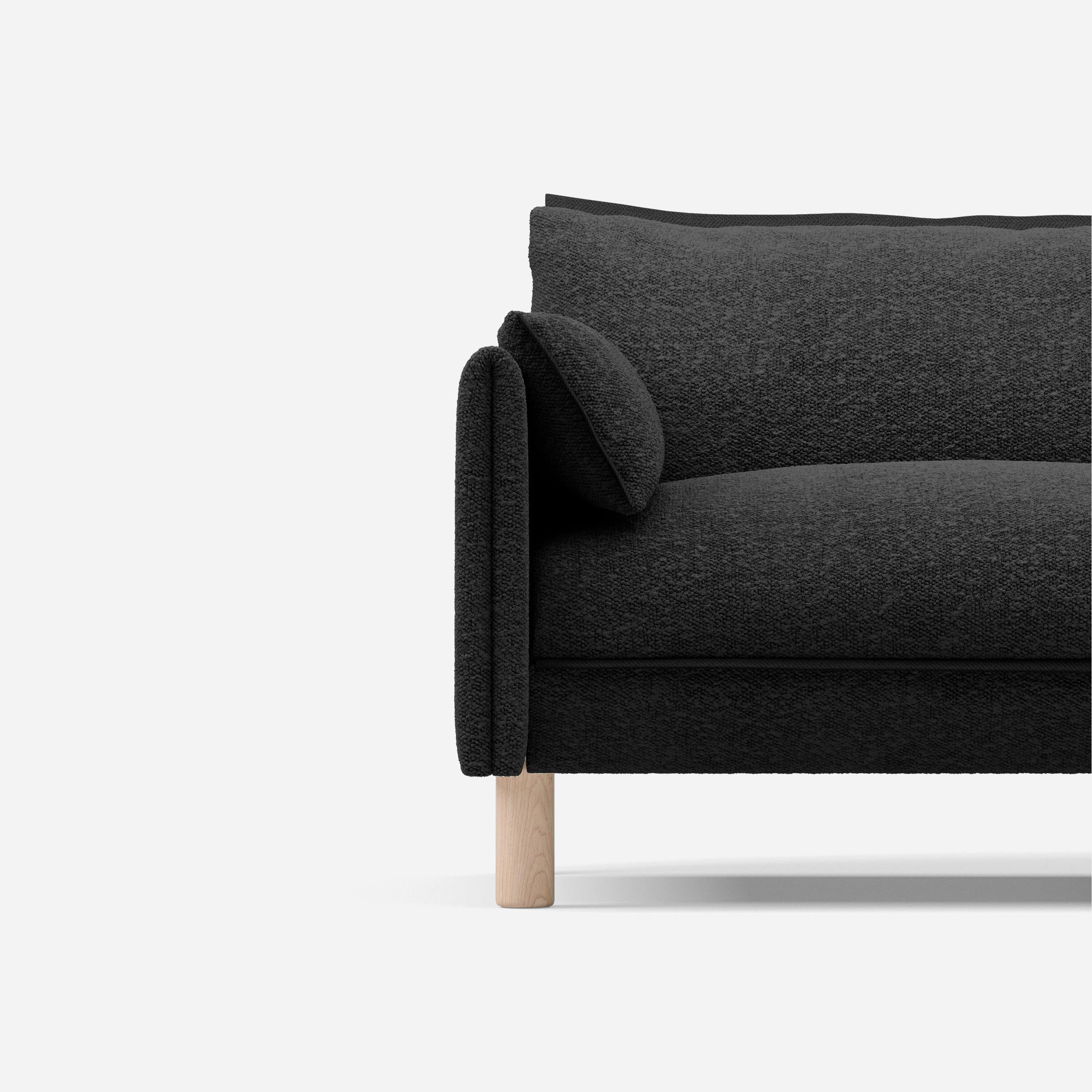 Cozmo Sofas - Cozy 5 Seater Sofa - Black Boucle - Natural Legs - Lifestyle view