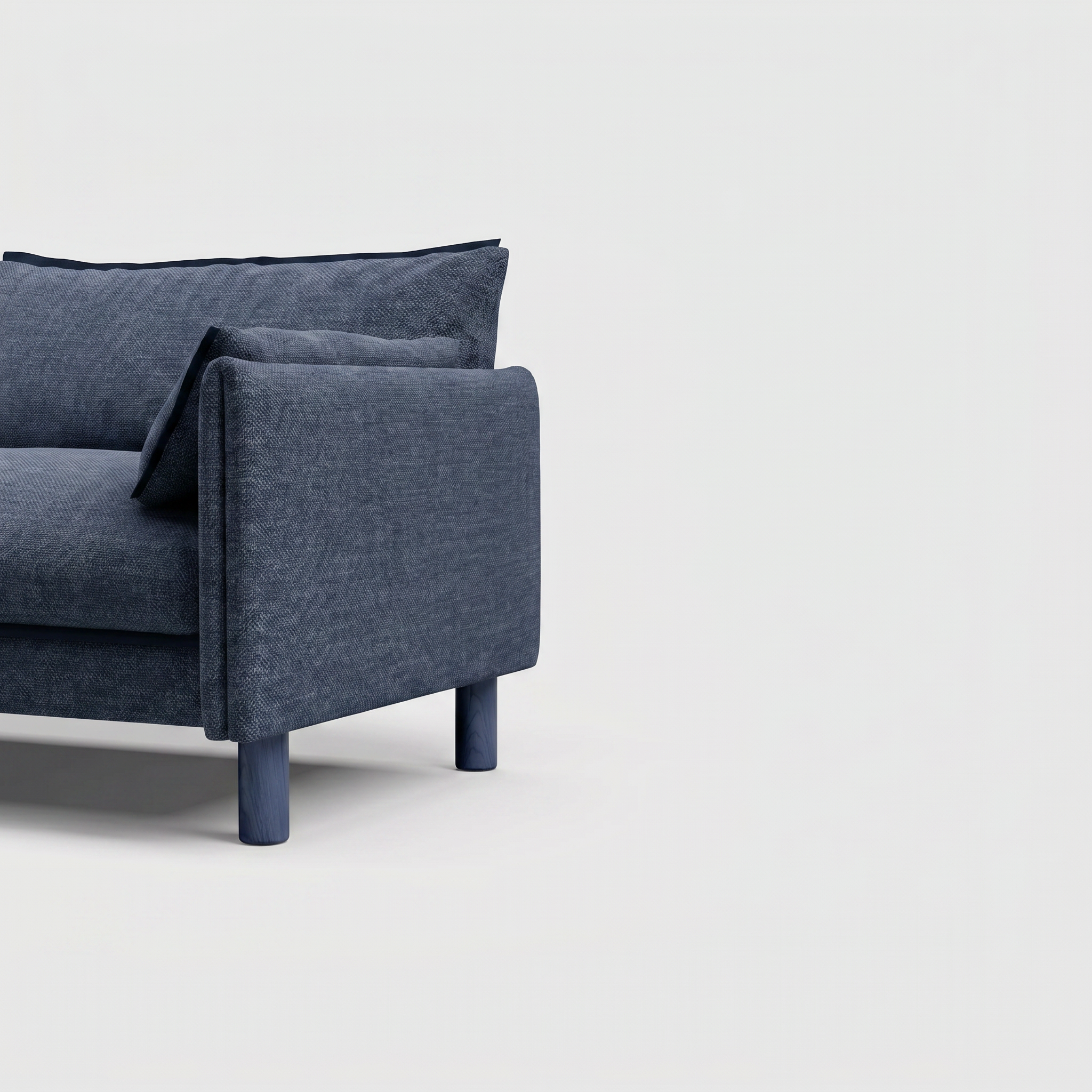 Cozmo Sofas - Cozy 3 Seater Sofa - Blue & Brown Textured Weave - Natural Legs - Detail view