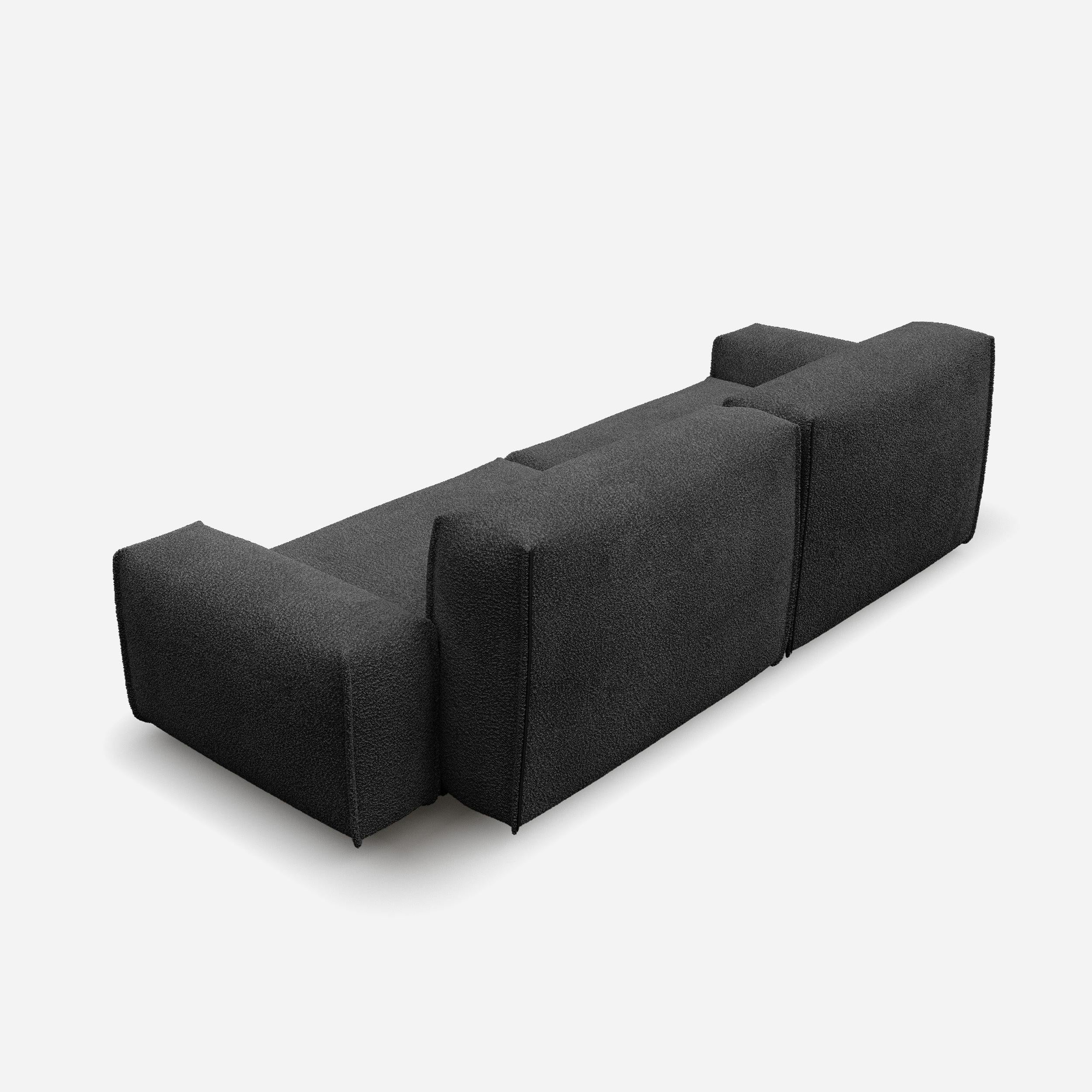 Cozmo Sofas - Float 3 Seater Sofa - Black Boucle - Black Legs - Rear view