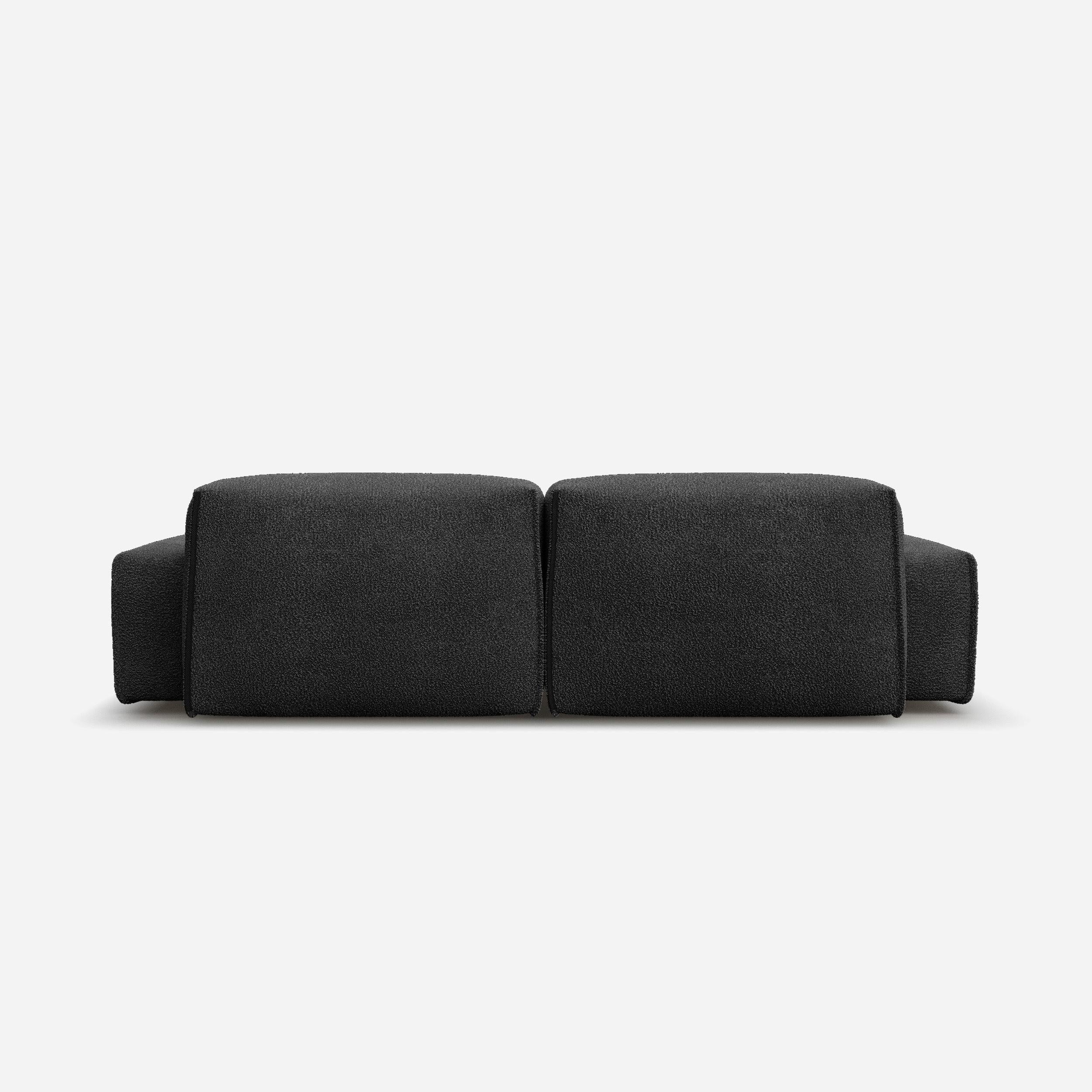 Cozmo Sofas - Float 3 Seater Sofa - Black Boucle - Black Legs - Lifestyle view