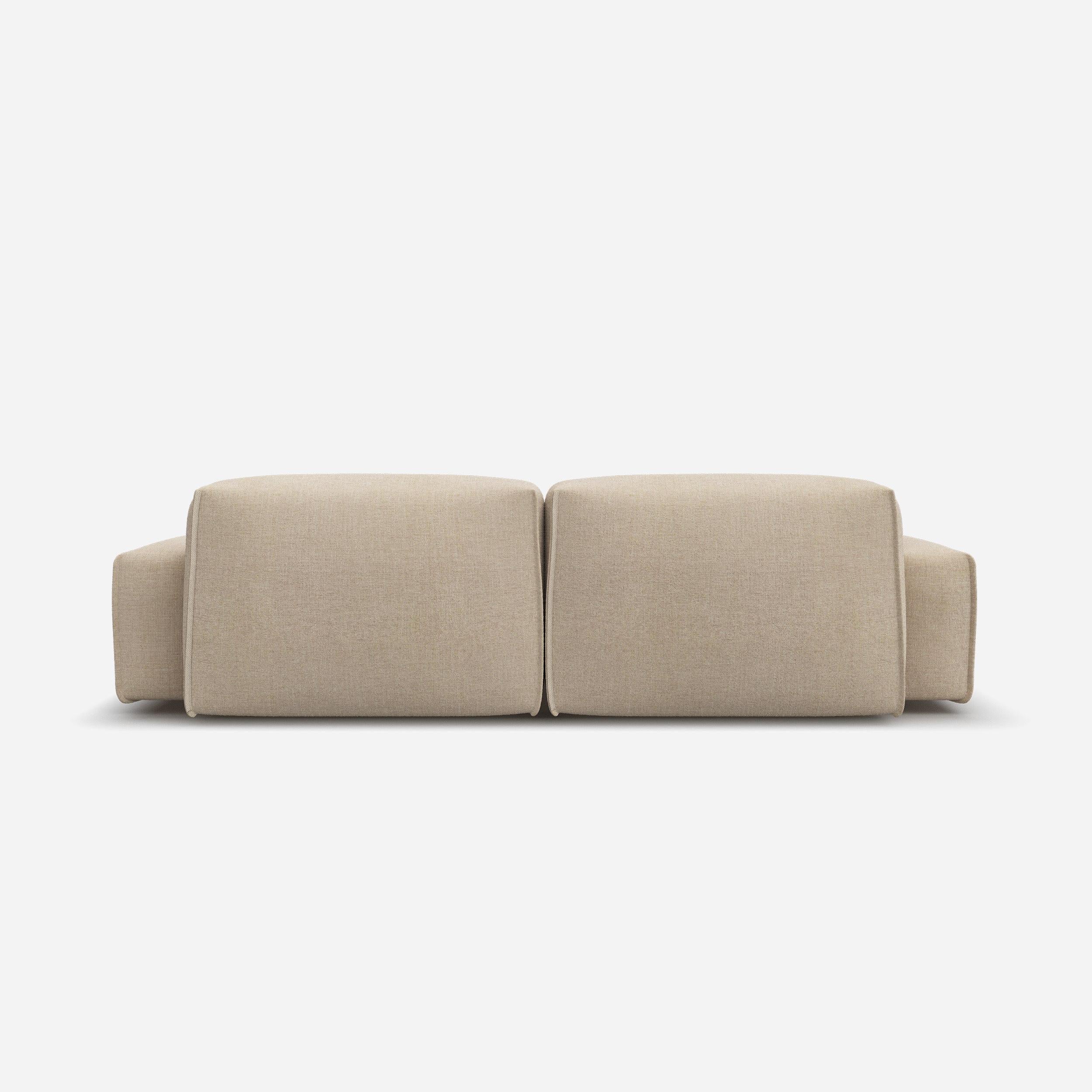 Cozmo Sofas - Float 3 Seater Sofa - Cream Textured Weave - Black Legs - Rear view