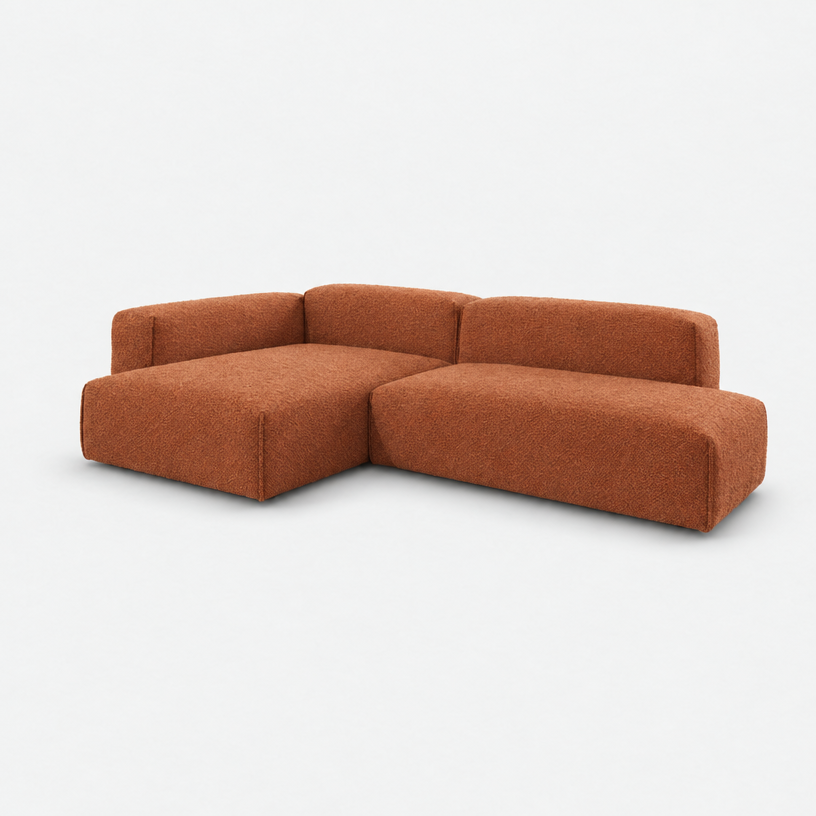 Float 4 Seater Open Chaise Sofa - Brick Boucle II, Left Hand - 3/4 view