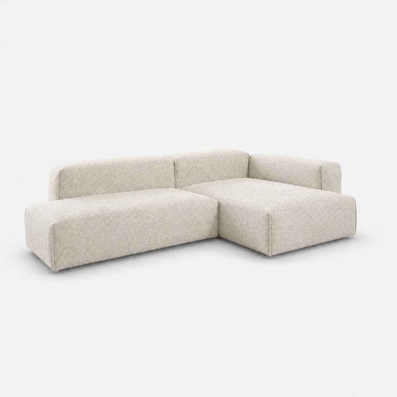 Float 4 Seater Open Chaise Sofa - Ecru Boucle, Right Hand - 3/4 view