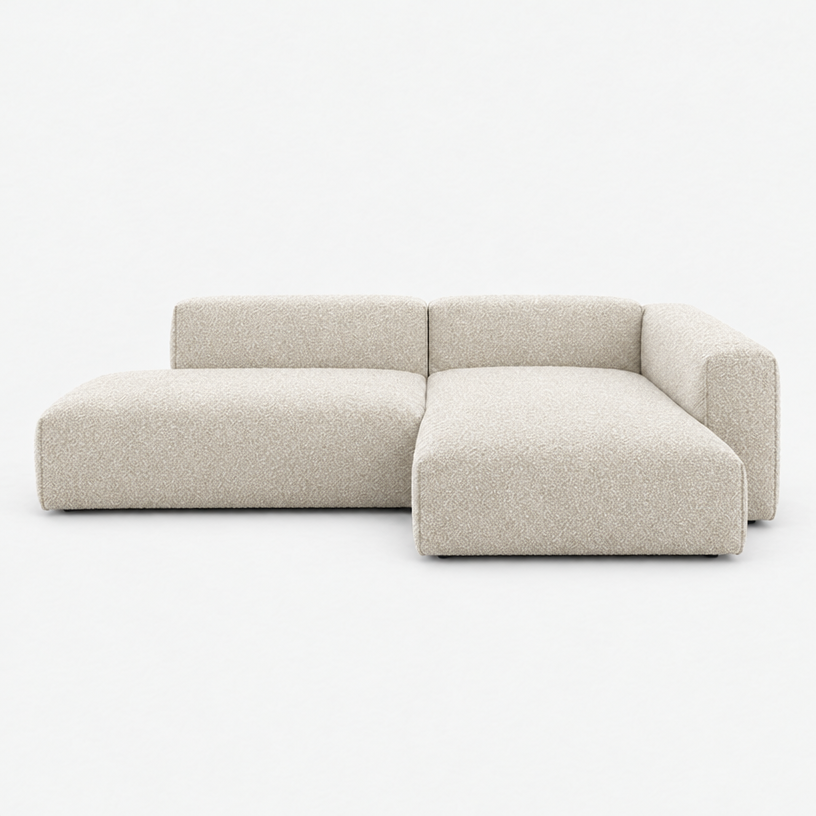 Float 4 Seater Open Chaise Sofa - Ecru Boucle, Right Hand - front