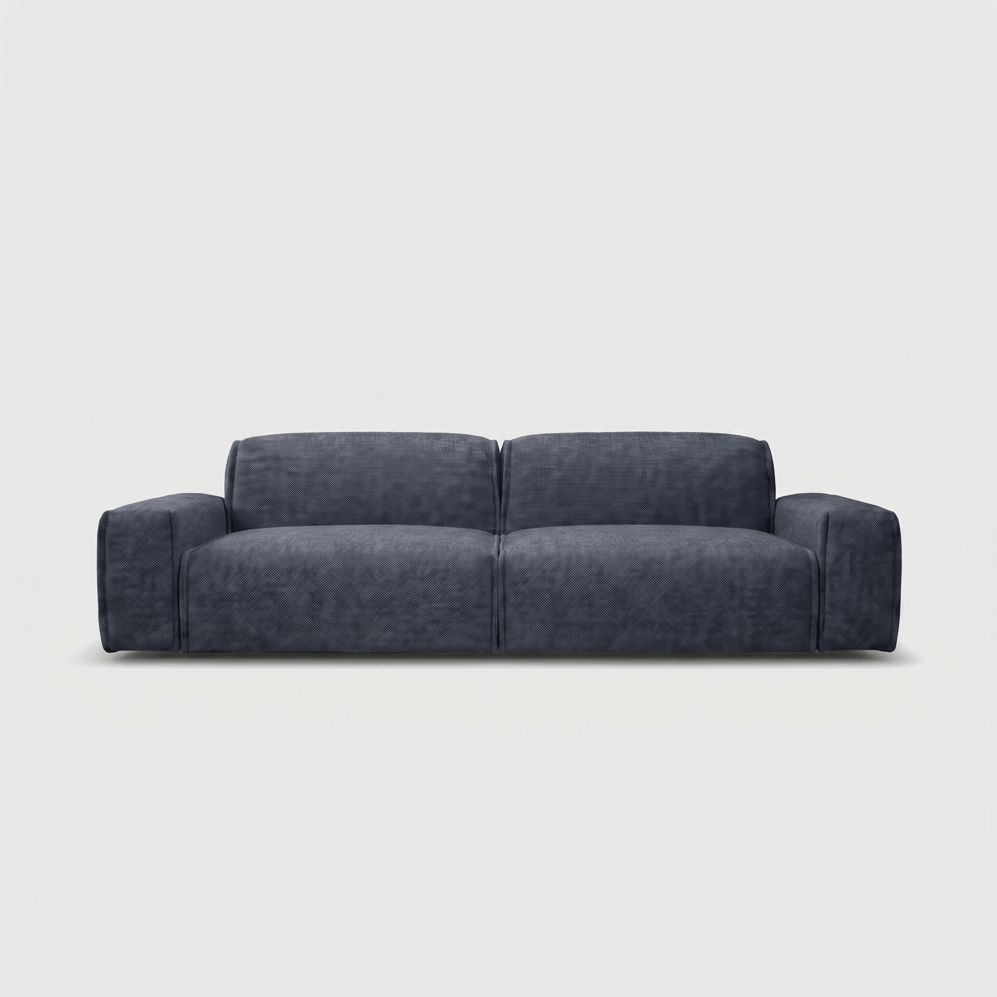 Cozmo Sofas - Float 3 Seater Sofa - Blue & Brown Textured Weave - Black Legs - Front view